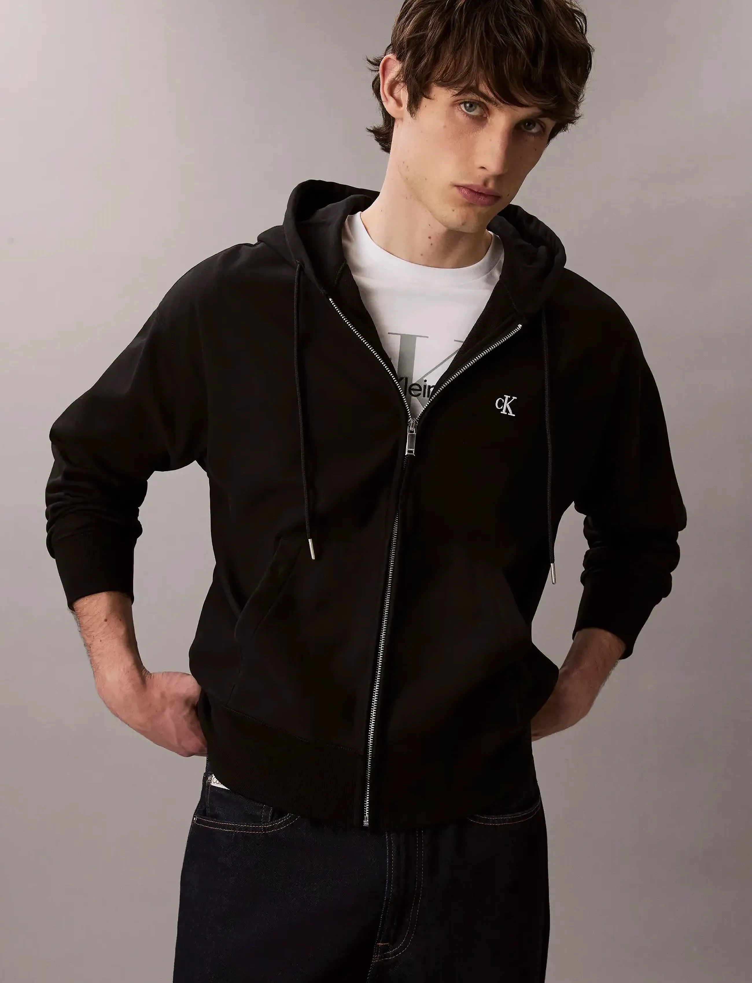 Calvin Klein Jeans - LS PREMIUM TERRY MONOGRAM FZ HOO - hupparit - black - 4