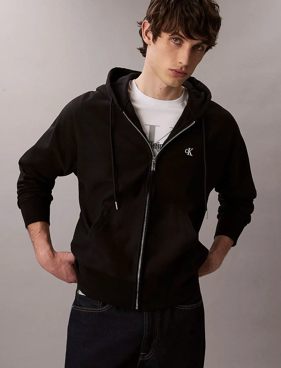 Calvin Klein Jeans - LS PREMIUM TERRY MONOGRAM FZ HOO - hupparit - black - 4