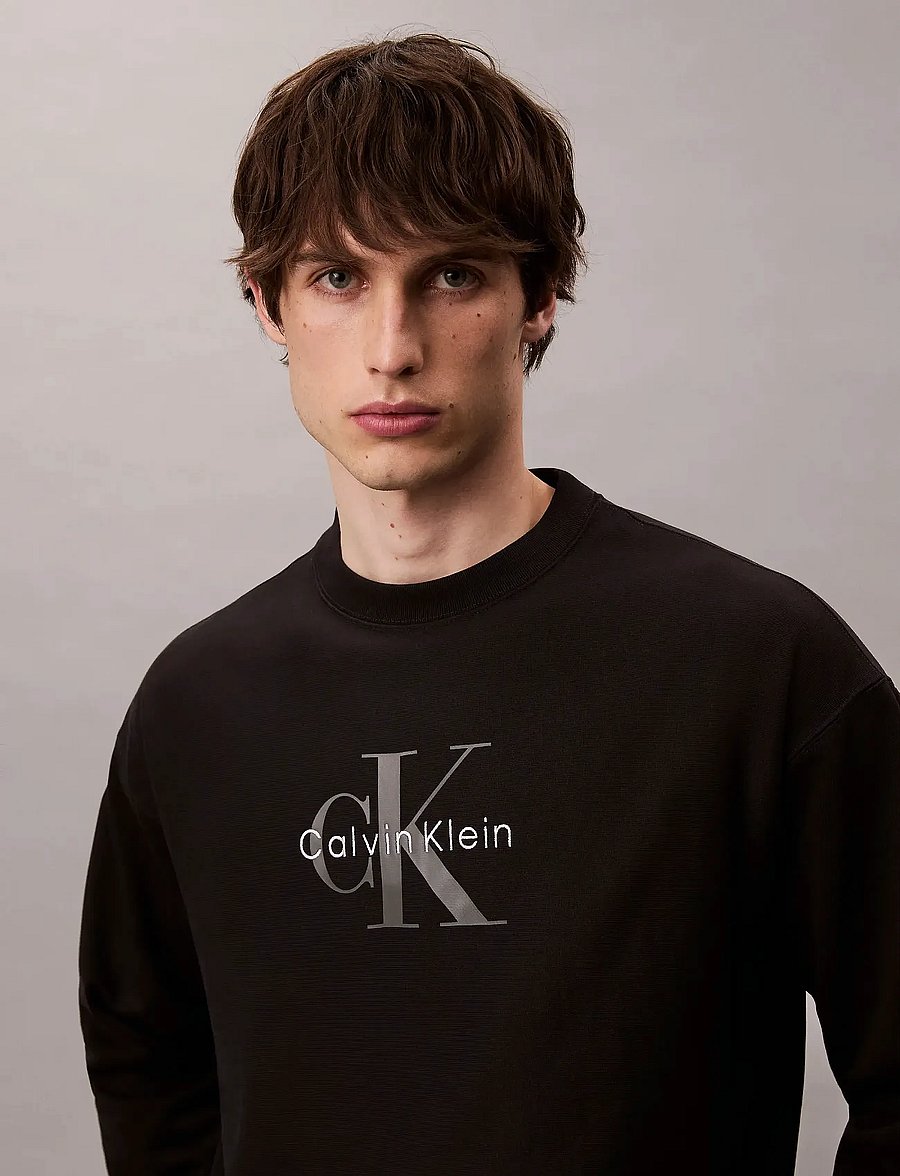 Calvin Klein Jeans - LS PREMIUM TERRY MONOLOGO CN SWT - shop by style - black - 0