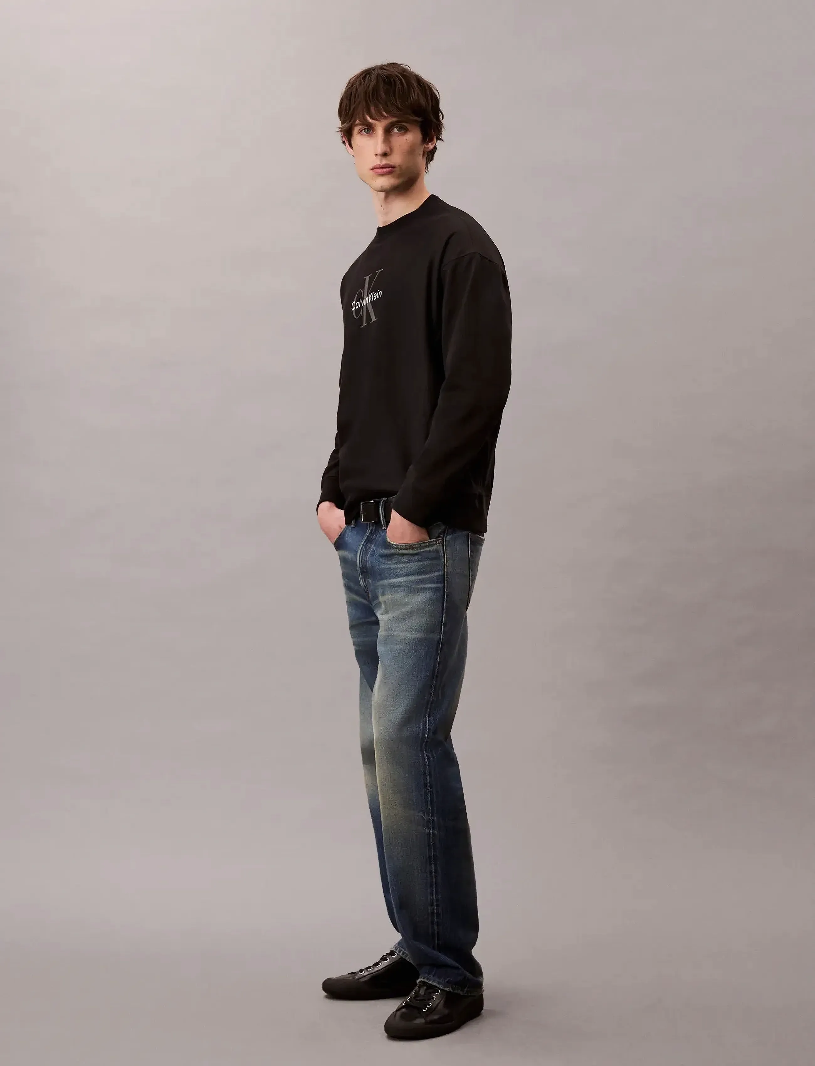 Calvin Klein Jeans - LS PREMIUM TERRY MONOLOGO CN SWT - hettupeysur - black - 5