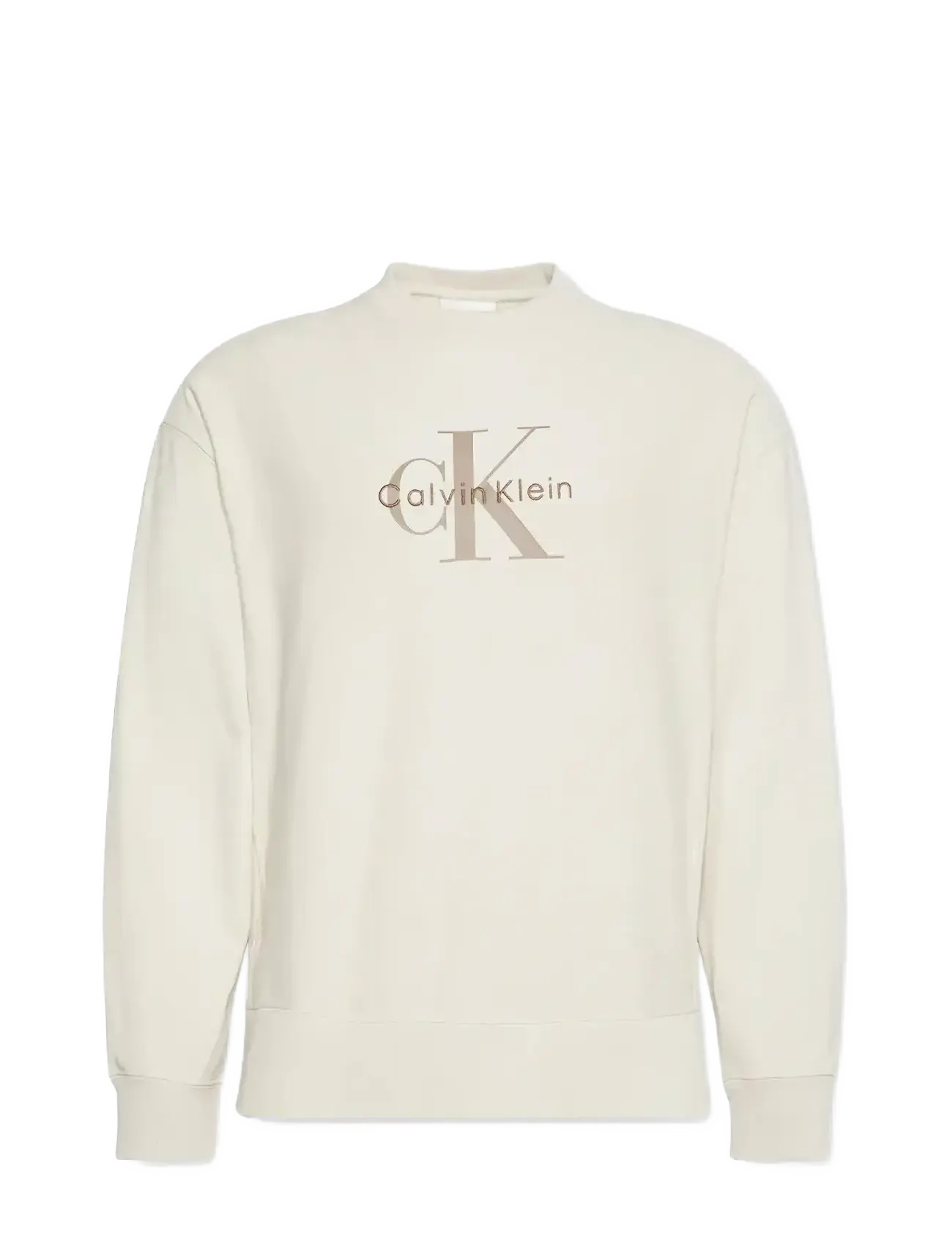 Calvin Klein Jeans LS PREMIUM TERRY MONOLOGO CN SWT - Calvin Klein Jeans - CHALK / cream