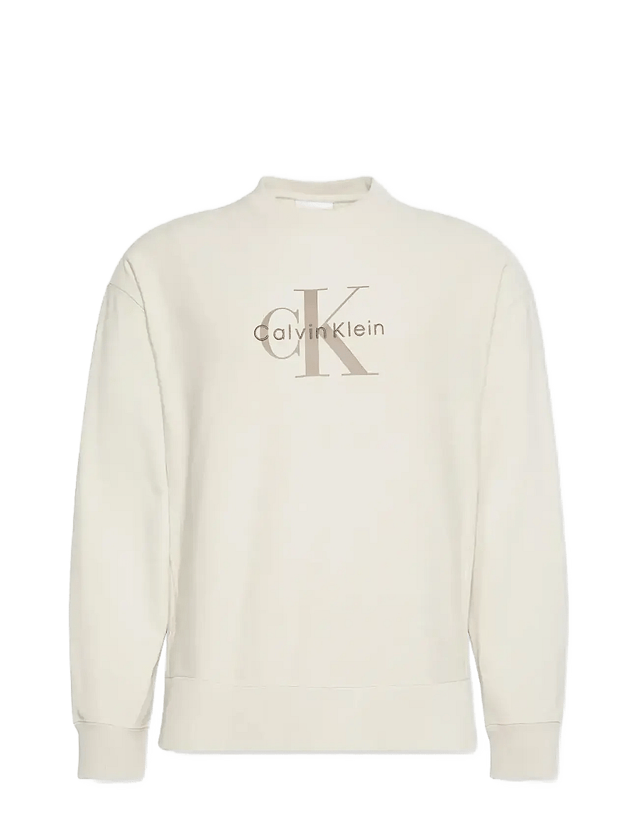 Calvin Klein Jeans - LS PREMIUM TERRY MONOLOGO CN SWT - shop by style - chalk - 1