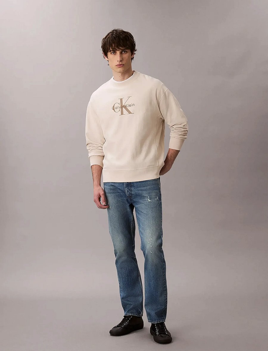 Calvin Klein Jeans - LS PREMIUM TERRY MONOLOGO CN SWT - shop by style - chalk - 0