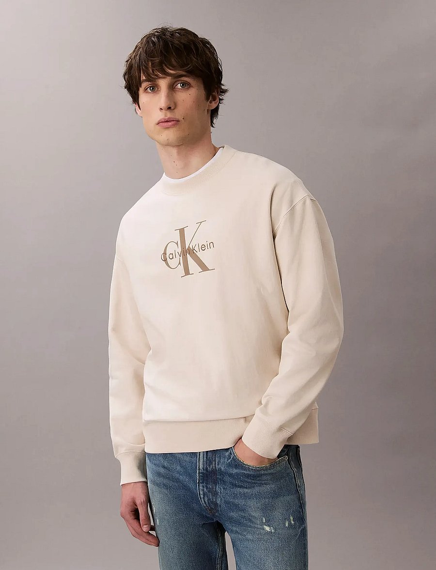 Calvin Klein Jeans - LS PREMIUM TERRY MONOLOGO CN SWT - shop by style - chalk - 2