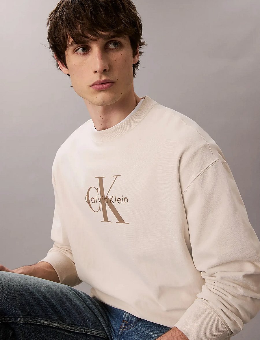 Calvin Klein Jeans - LS PREMIUM TERRY MONOLOGO CN SWT - shop by style - chalk - 3
