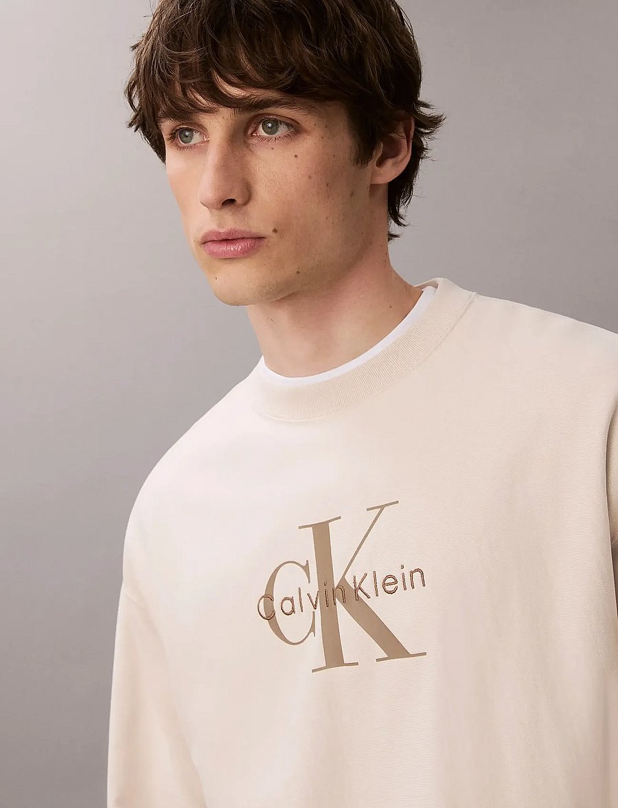 Calvin Klein Jeans - LS PREMIUM TERRY MONOLOGO CN SWT - shop by style - chalk - 4