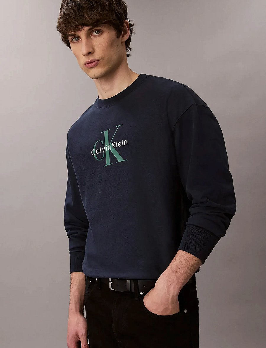 Calvin Klein Jeans - LS PREMIUM TERRY MONOLOGO CN SWT - sweatshirts - dark sapphire - 0