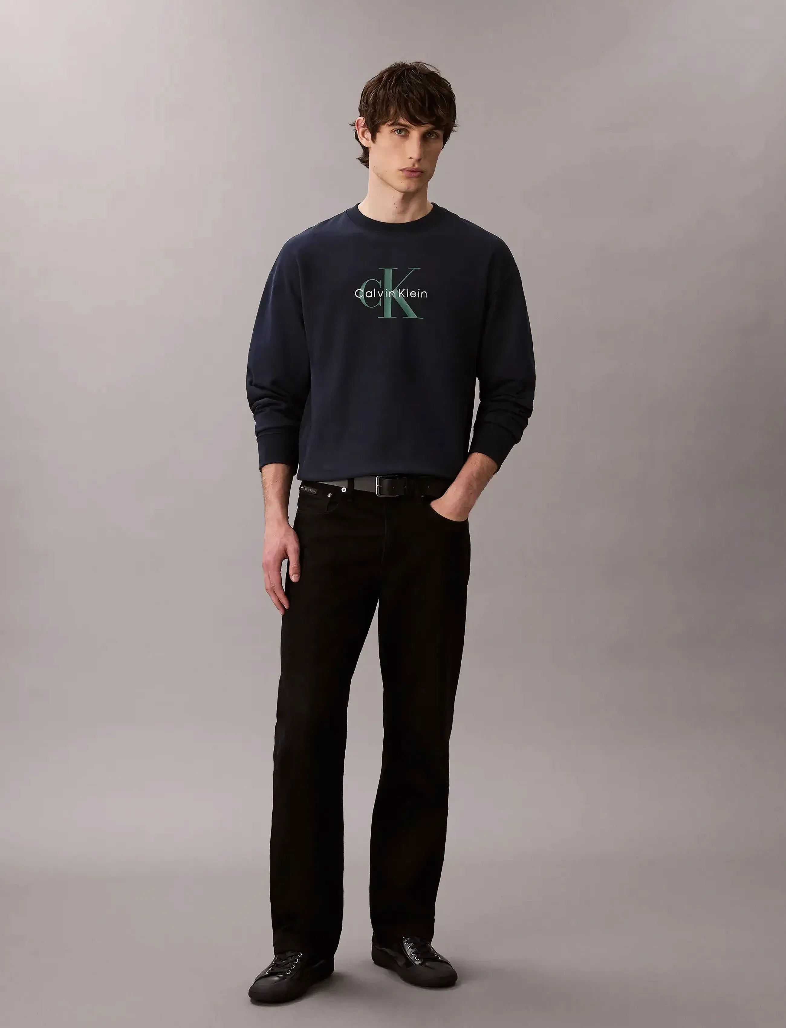 Calvin Klein Jeans - LS PREMIUM TERRY MONOLOGO CN SWT - shop efter stil - dark sapphire - 3