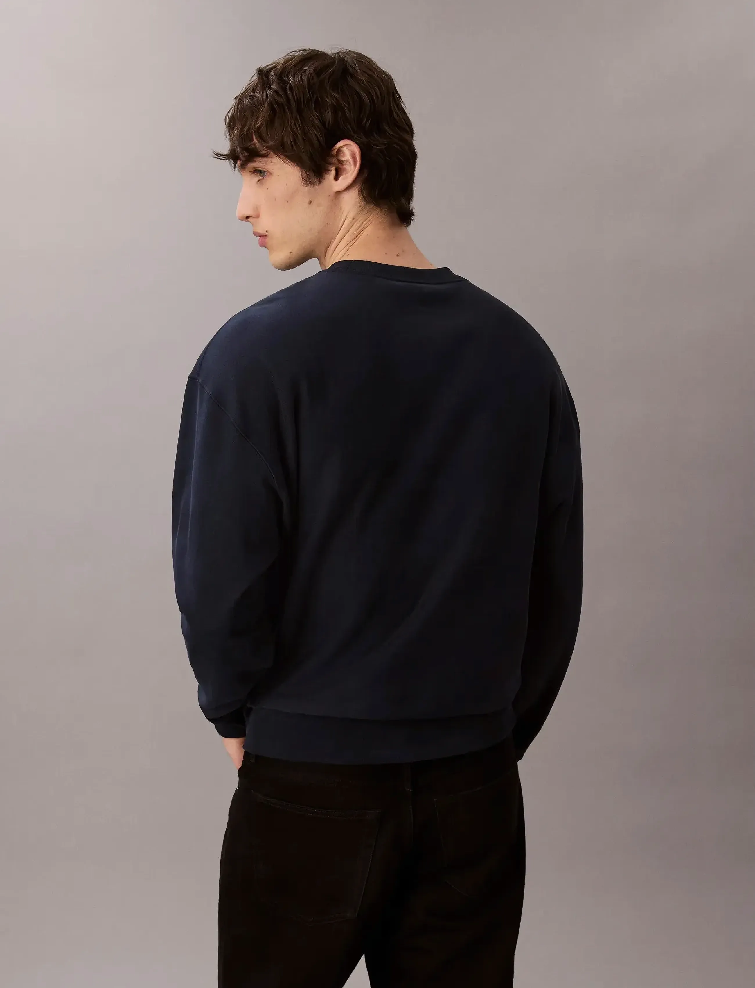 Calvin Klein Jeans - LS PREMIUM TERRY MONOLOGO CN SWT - shop efter stil - dark sapphire - 5