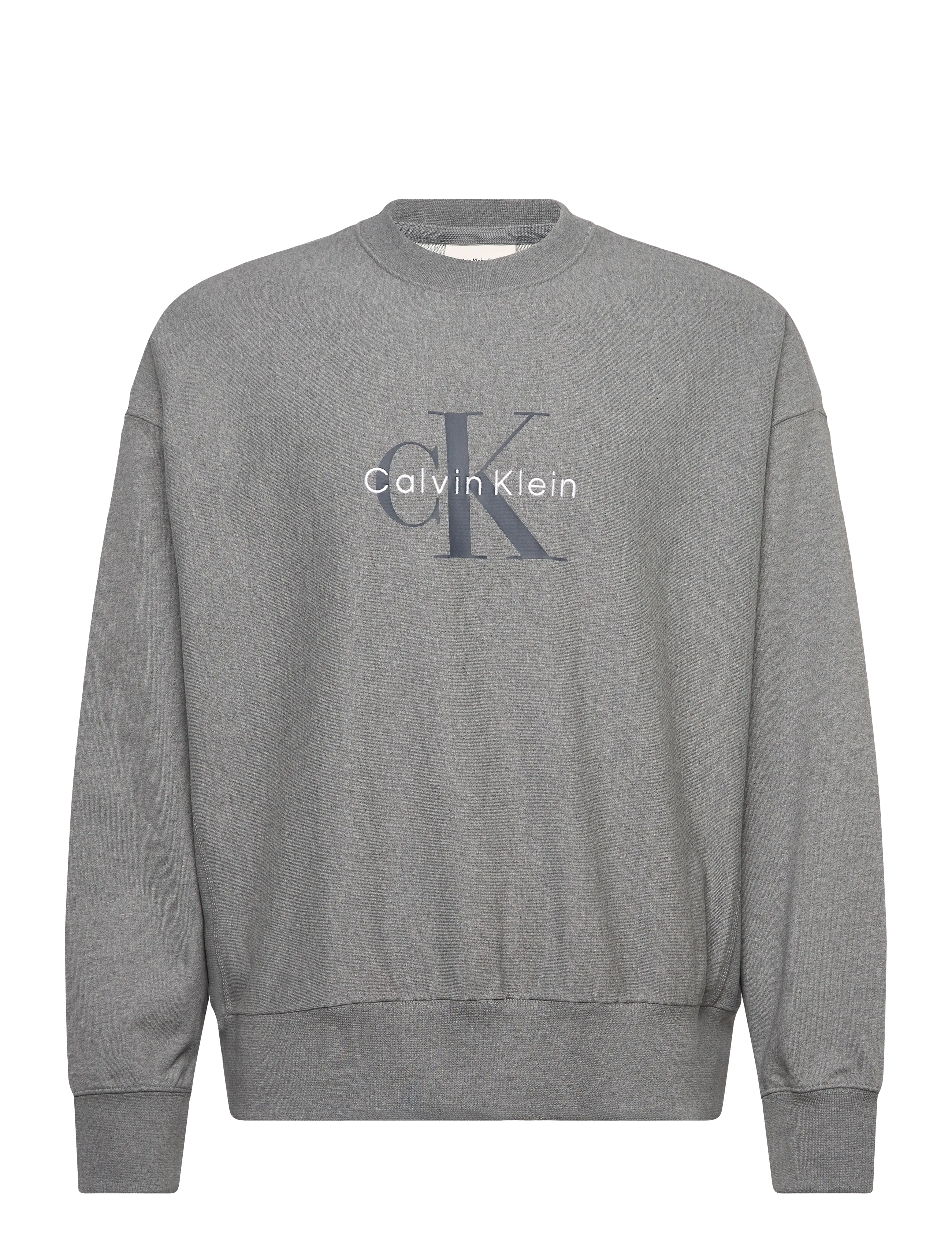 Calvin Klein Jeans LS PREMIUM TERRY MONOLOGO CN SWT - Sweatshirts - MED GREY HTR / grey