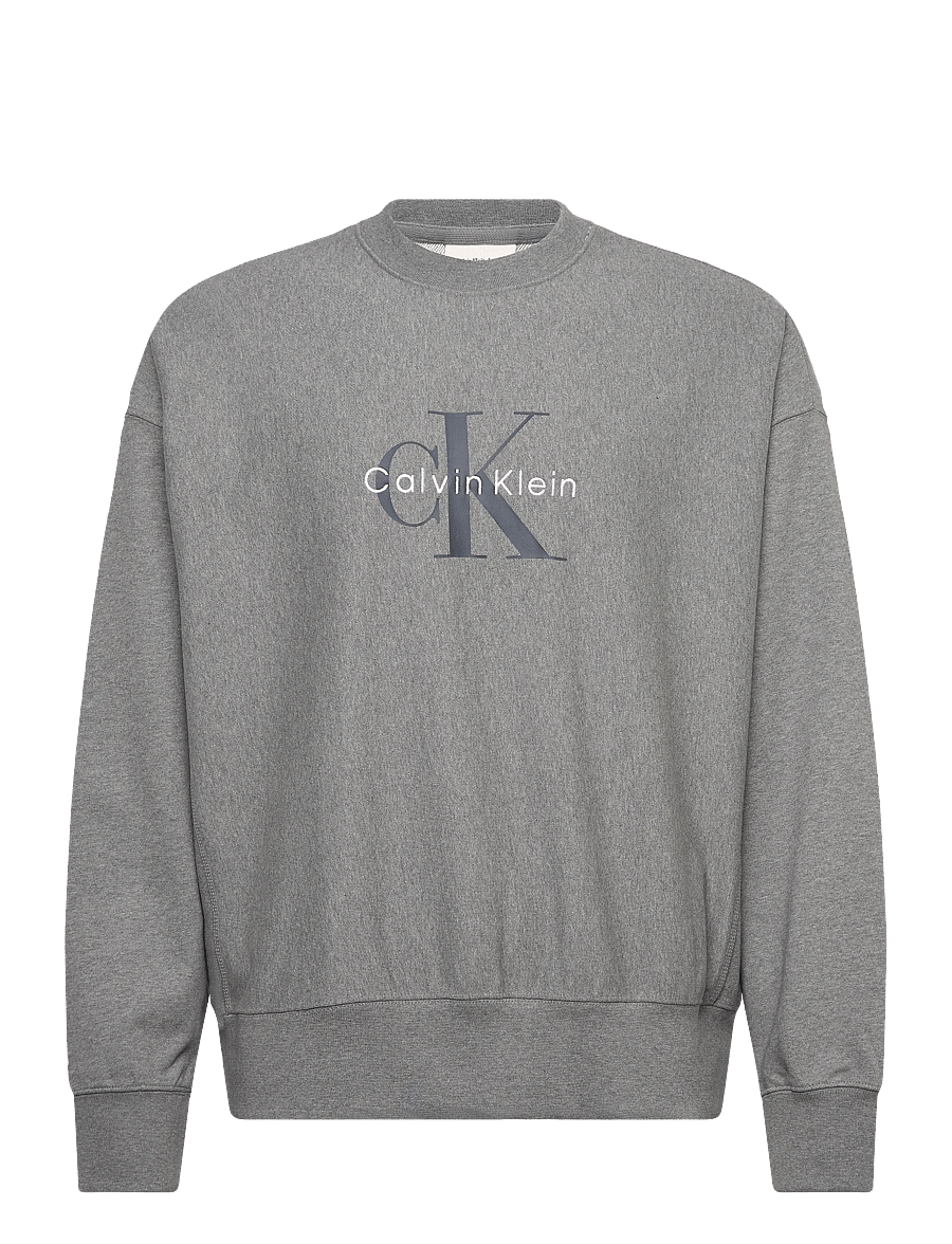 Calvin Klein Jeans - LS PREMIUM TERRY MONOLOGO CN SWT - shop by style - med grey htr - 0