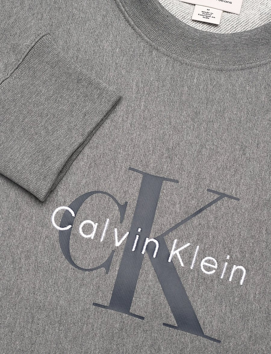 Calvin Klein Jeans - LS PREMIUM TERRY MONOLOGO CN SWT - shop by style - med grey htr - 2