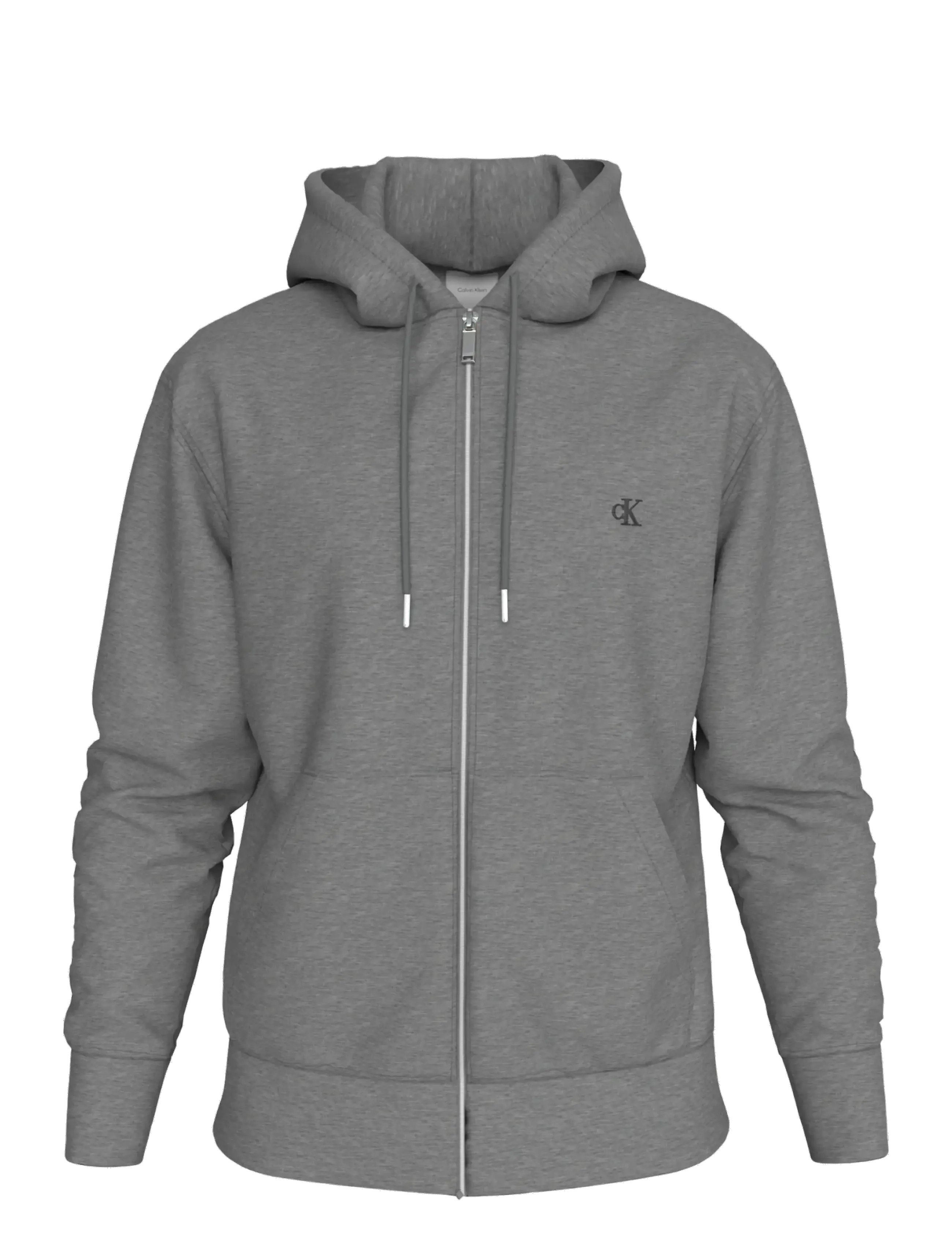 Calvin Klein Jeans LS EU 350TERRY MONOGRAM FZ HOODI - Sweatshirts & hættetrøjer - MED GREY HTR / grey