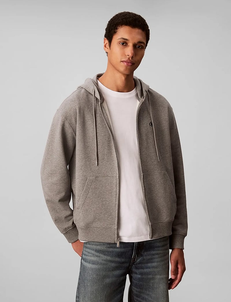 Calvin Klein Jeans - LS EU 350TERRY MONOGRAM FZ HOODI - kapuzenpullover - med grey htr - 0