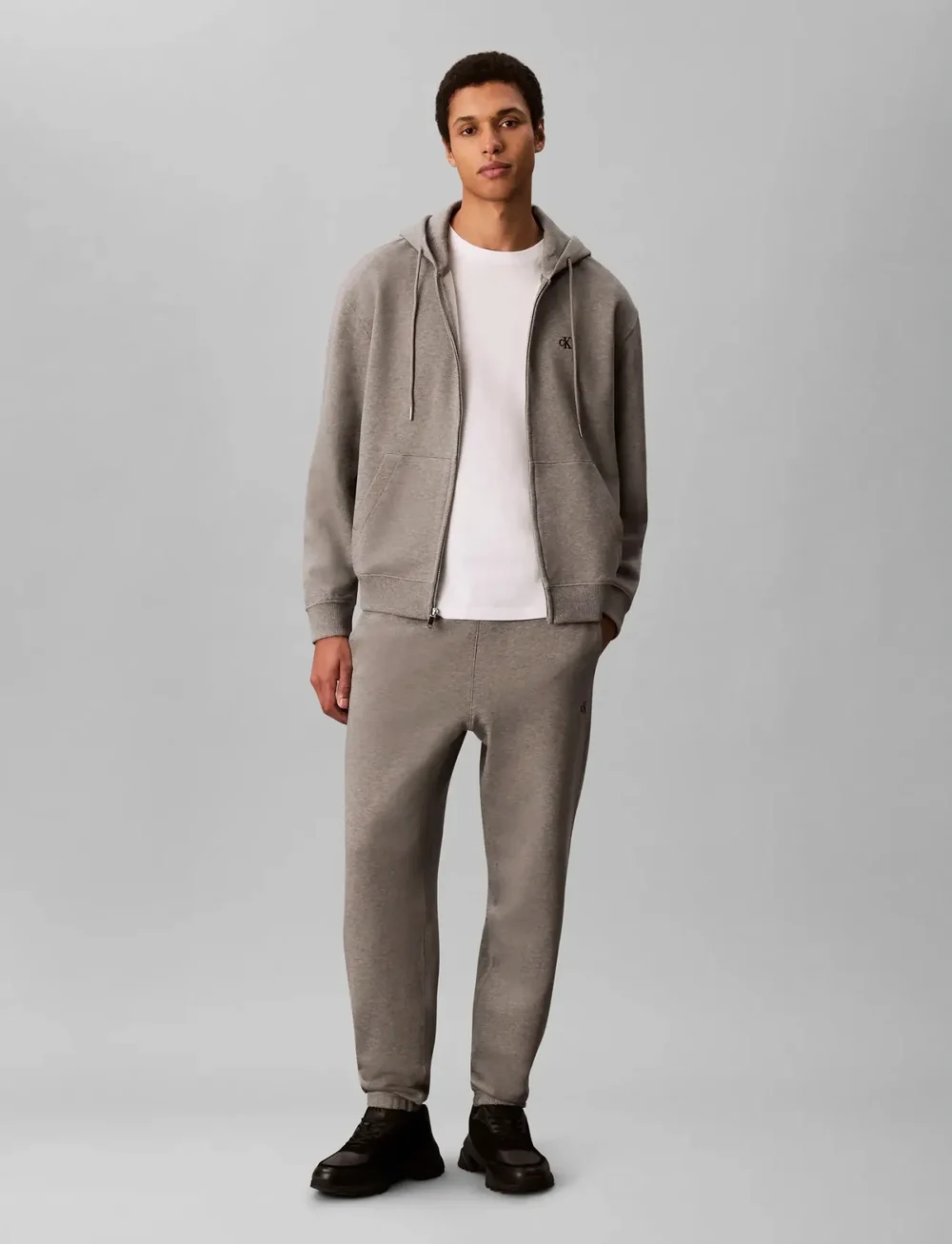Calvin Klein Jeans - EU 350TERRY MONOGRAM JOGGER - jogginghosen - med grey htr - 0