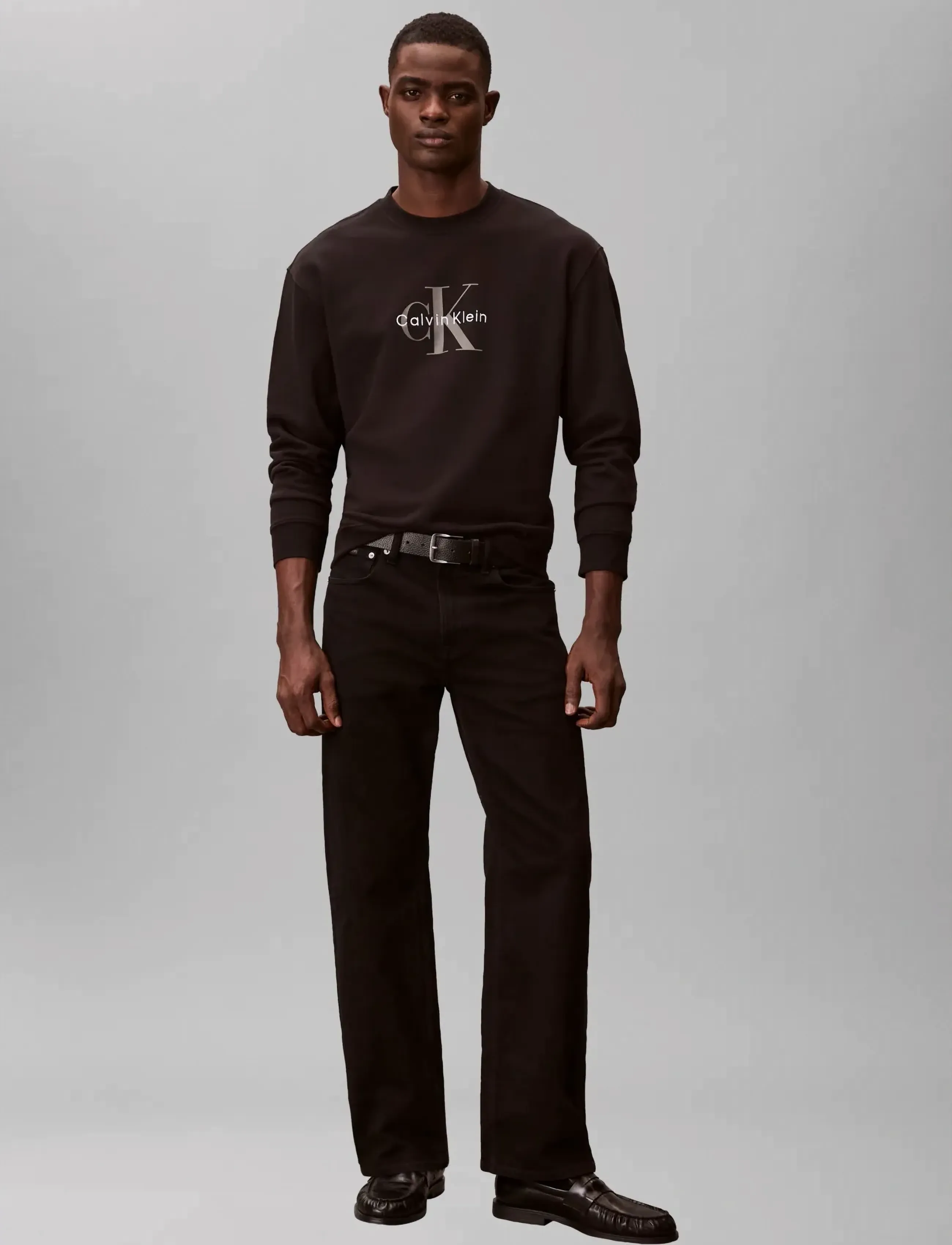 Calvin Klein Jeans Ls 350 TRY MNLOGO CN SWTSHRT - Kampaania - BLACK / black