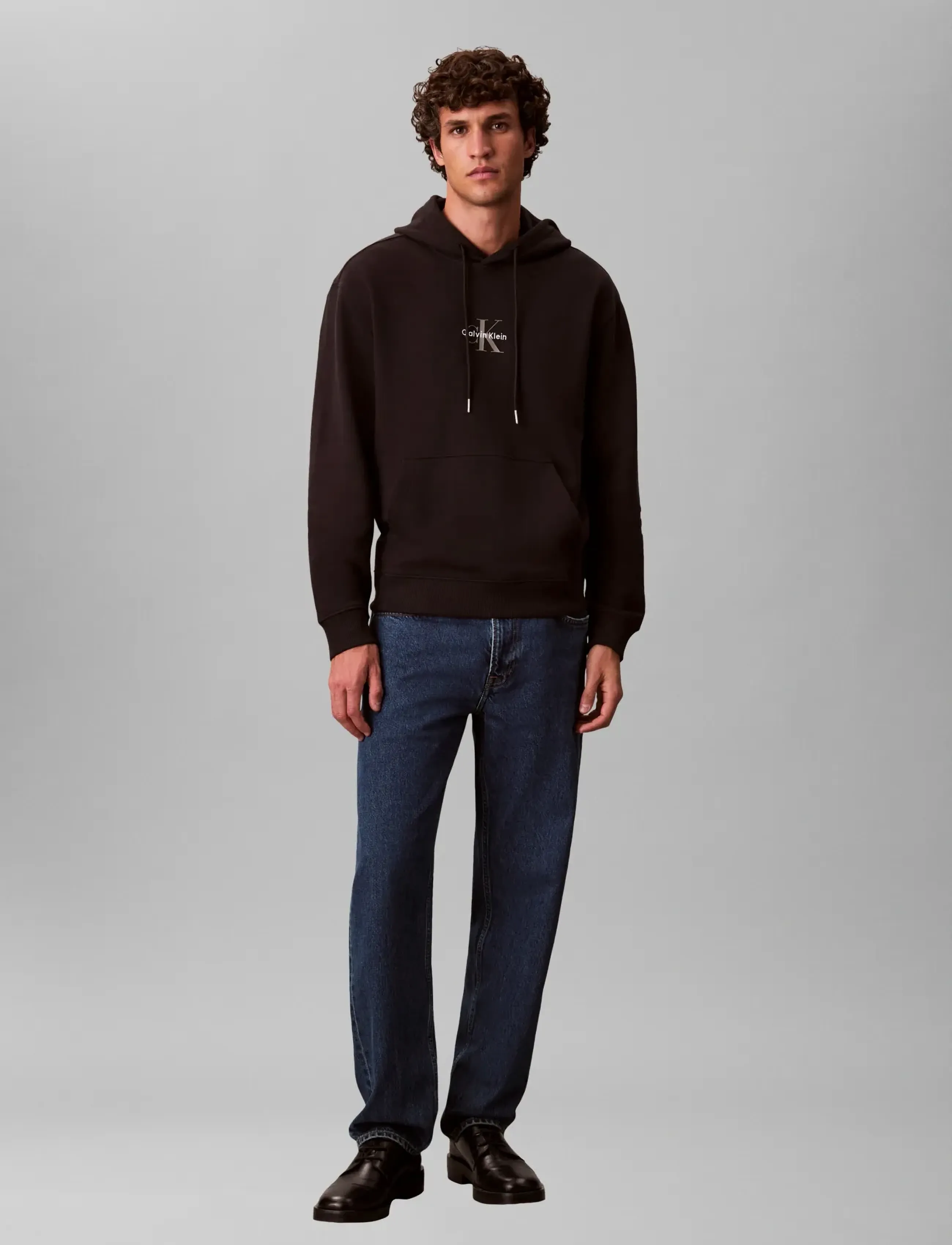 Calvin Klein Jeans LS EU 350TERRY MICRO MONOLOGO HO - Dressipluusid - BLACK / black