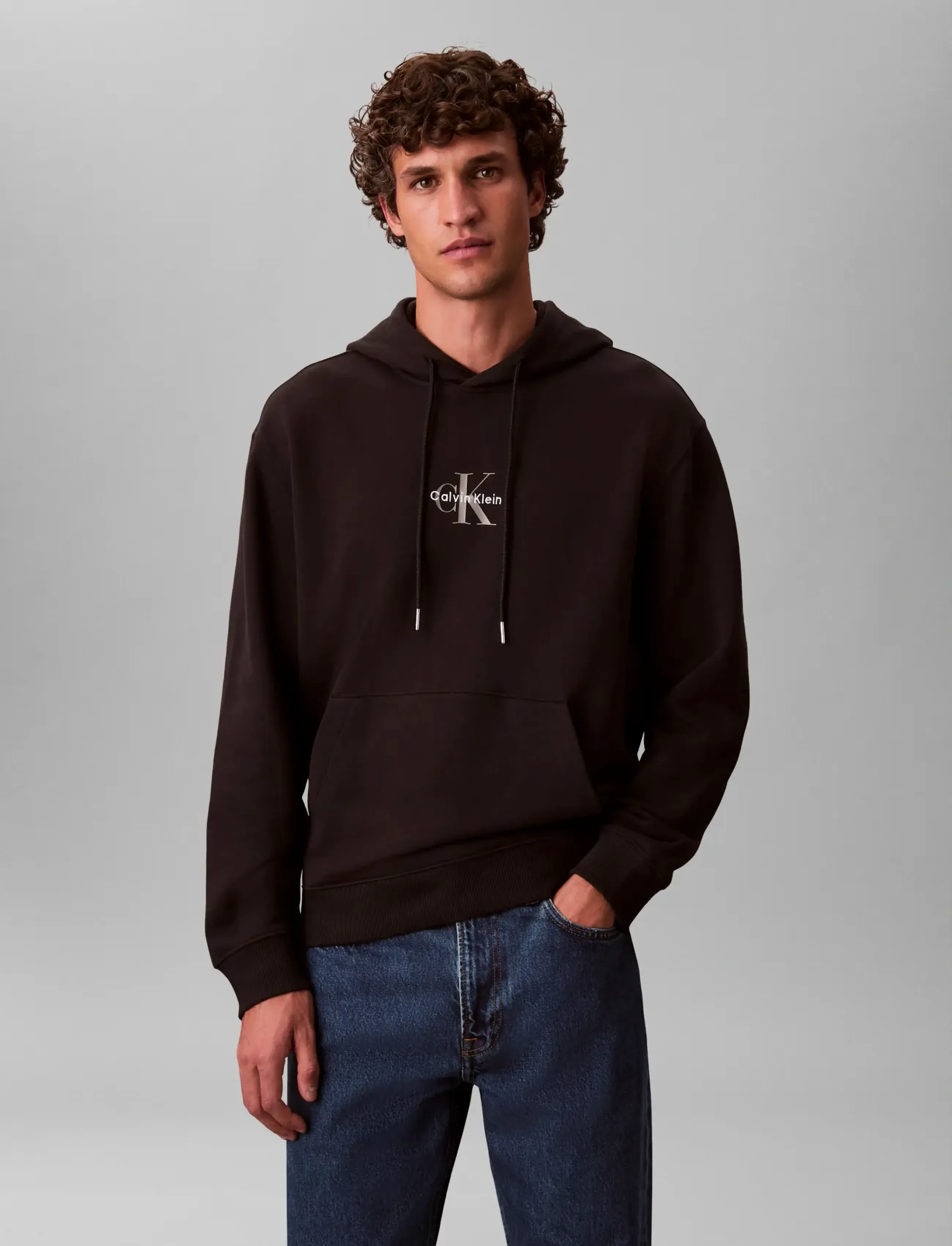 Calvin Klein Jeans - LS EU 350TERY MCRO MNLGO HODIE - kapuutsiga dressipluusid - black - 3