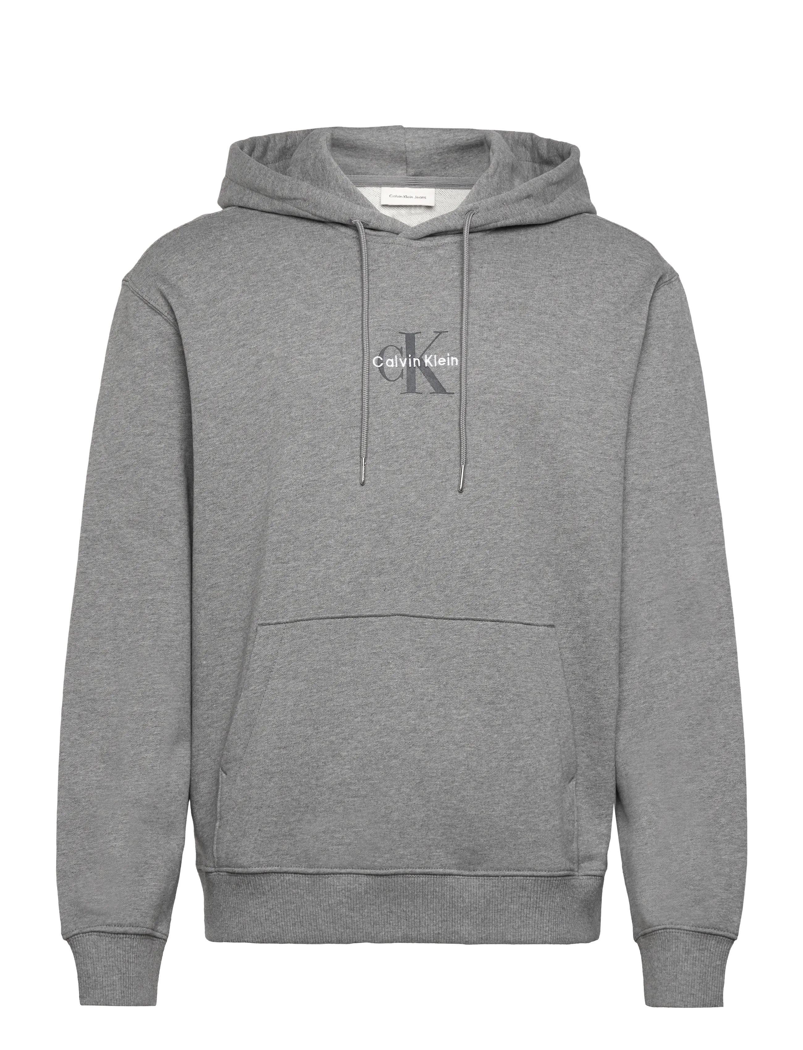 Calvin Klein Jeans LS EU 350TERRY MICRO MONOLOGO HO - Hættetrøjer - MED GREY HTR / grey
