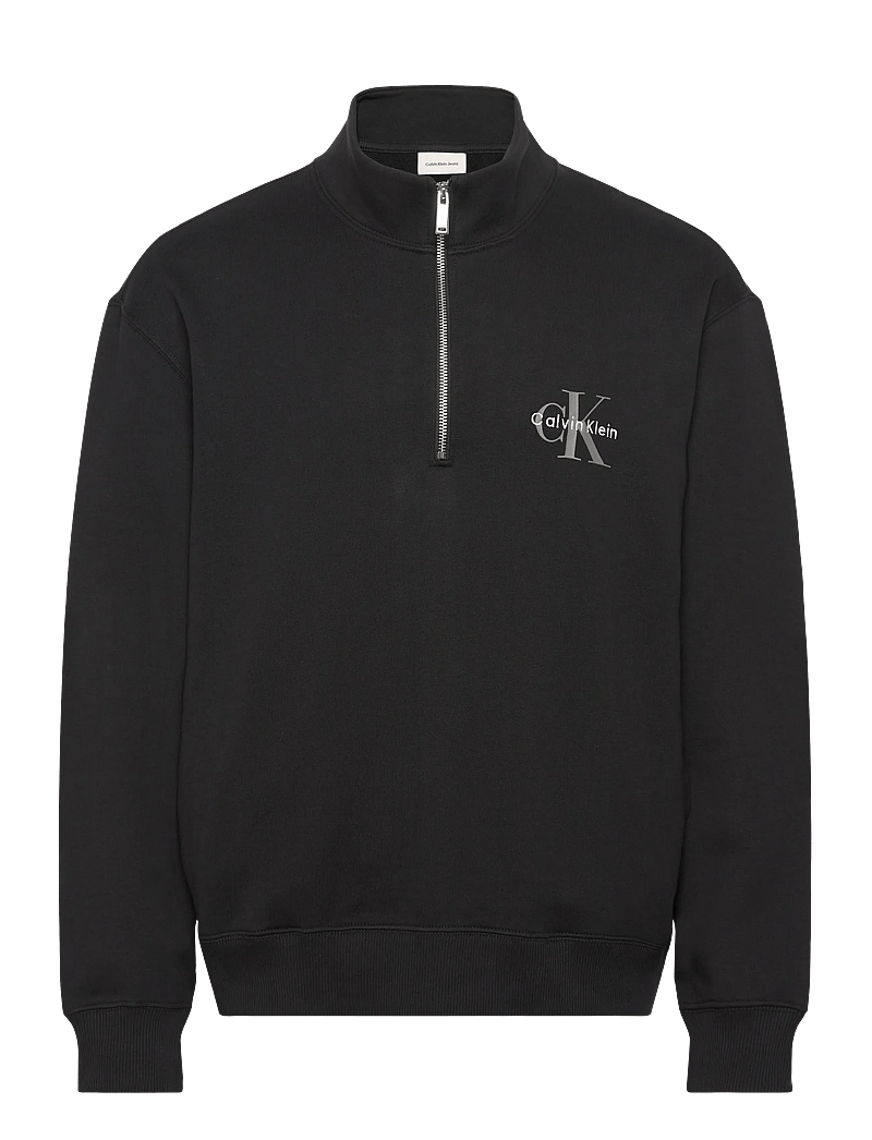 Calvin Klein Jeans - LS EU 350TERRY MICRO MONOLOGO QT - pullover mit halbem reißverschluss - black - 1