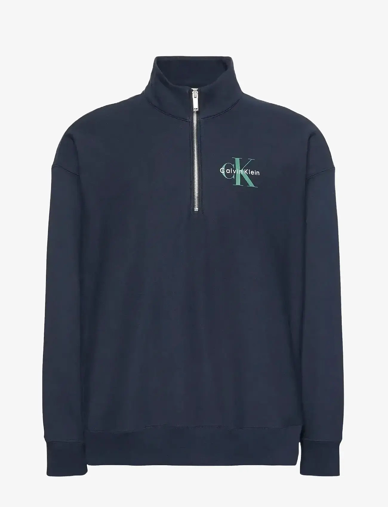 Calvin Klein Jeans - LS EU 350TERRY MICRO MONOLOGO QT - pullover mit halbem reißverschluss - dark sapphire - 1