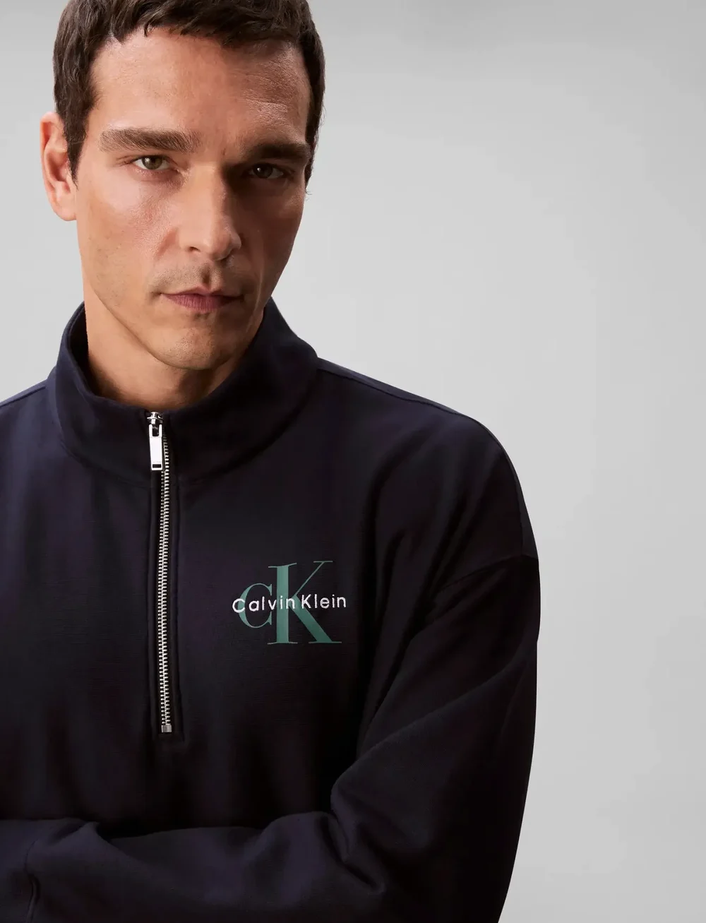 Calvin Klein Jeans - LS EU 350TERRY MICRO MONOLOGO QT - neuleet joissa puolipitkä vetoketju - dark sapphire - 4