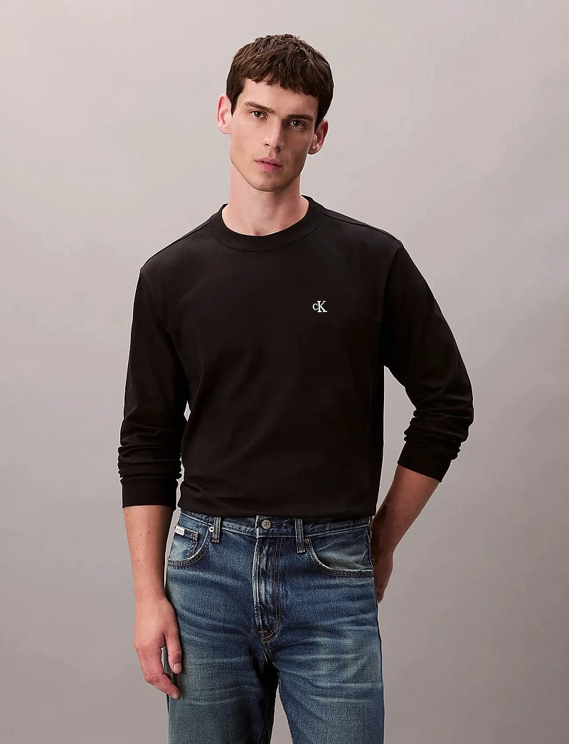 Calvin Klein Jeans - LS EASY MONOGRAM TEE - langærmede t-shirts - black - 0