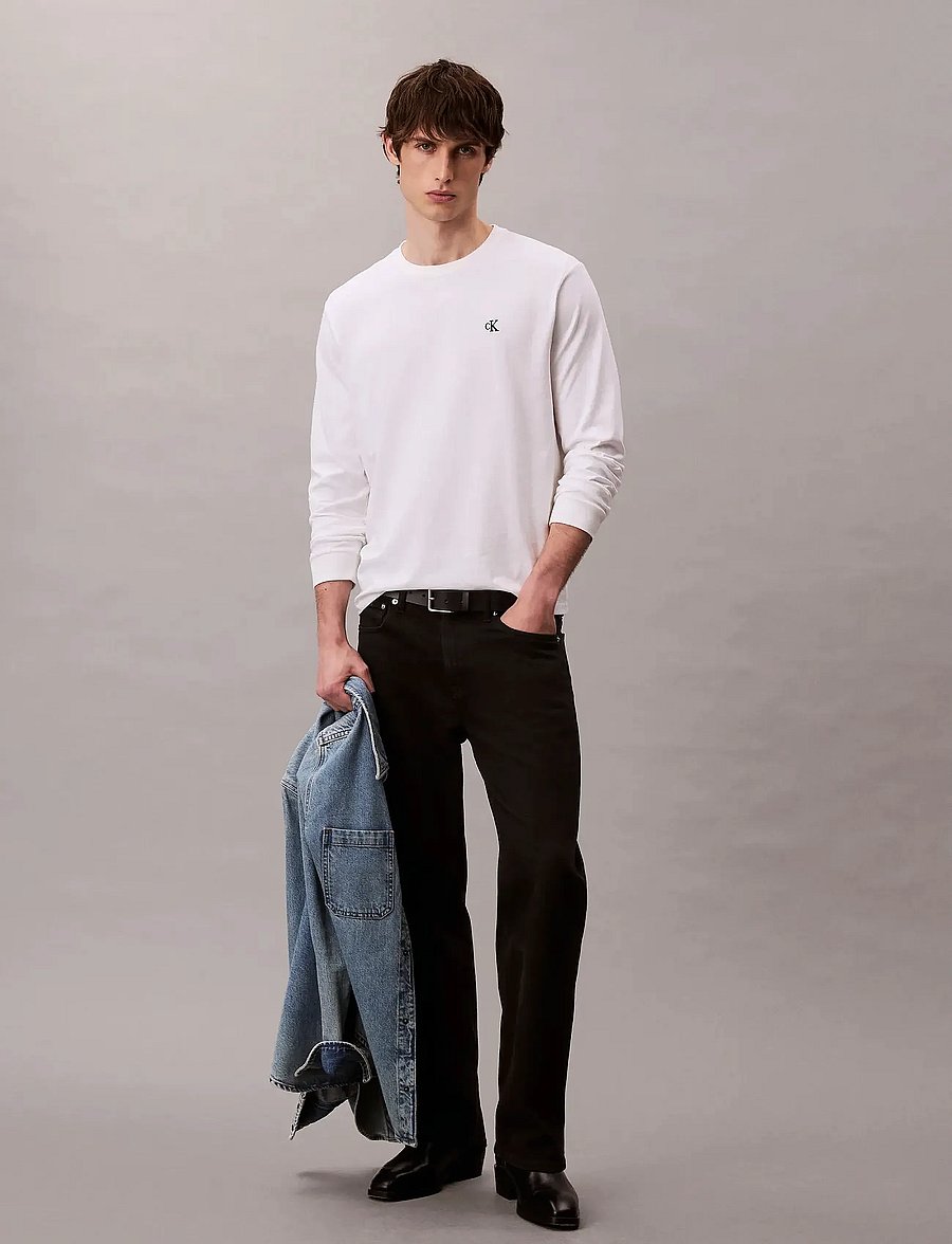 Calvin Klein Jeans - LS EASY MONOGRAM TEE - langärmelig - bright white - 0