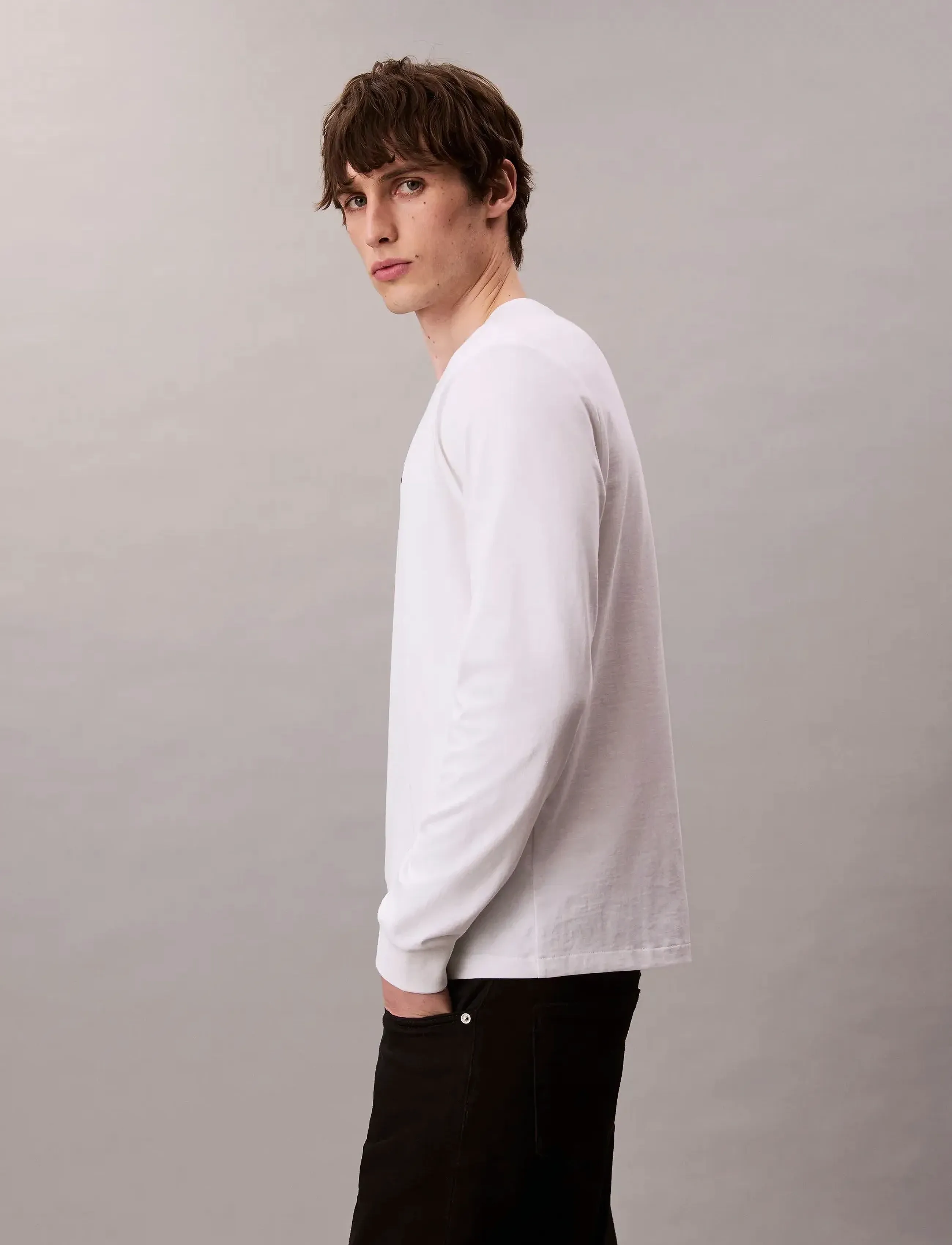 Calvin Klein Jeans - LS EASY MONOGRAM TEE - langärmelig - bright white - 2