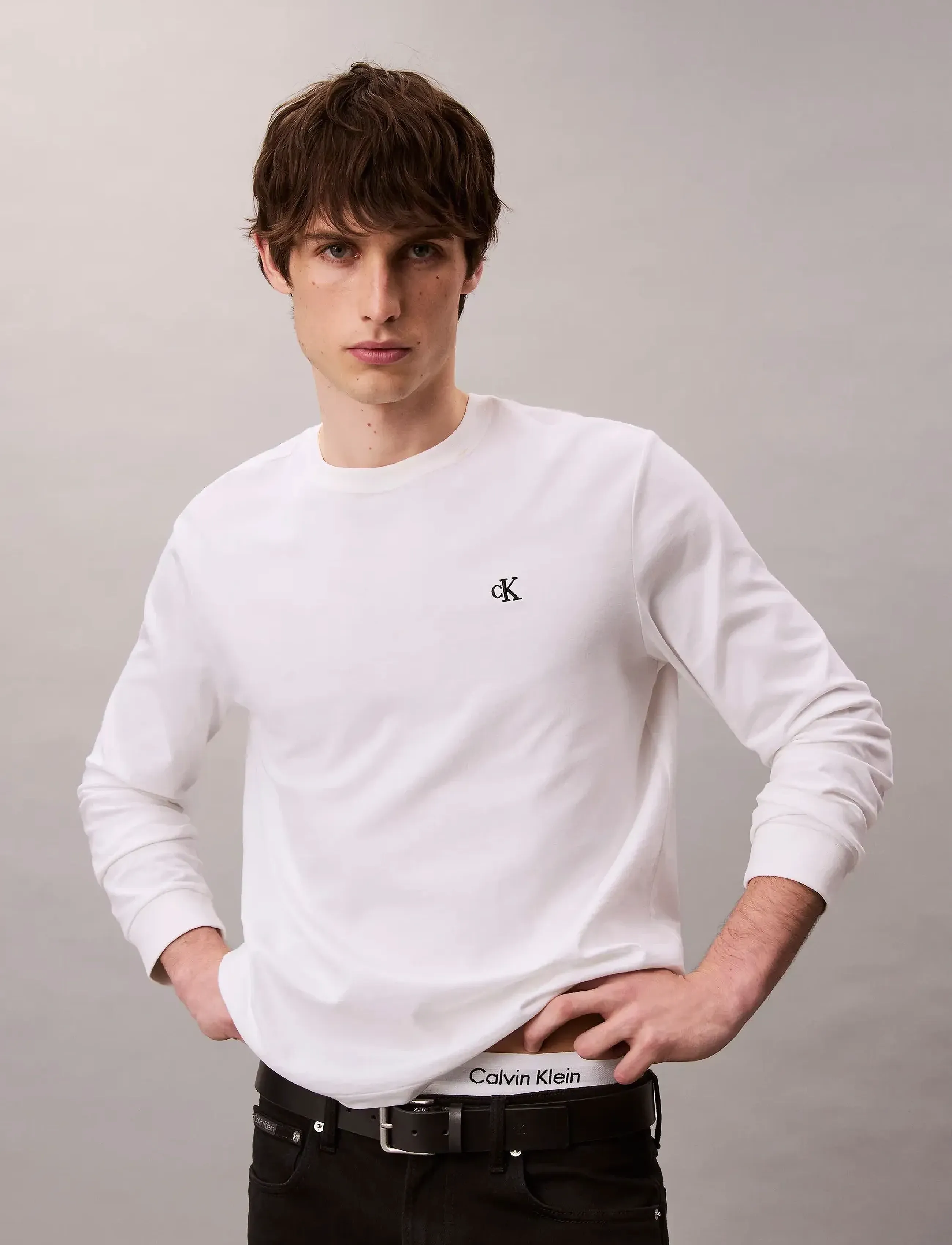 Calvin Klein Jeans - LS EASY MONOGRAM TEE - langärmelig - bright white - 4