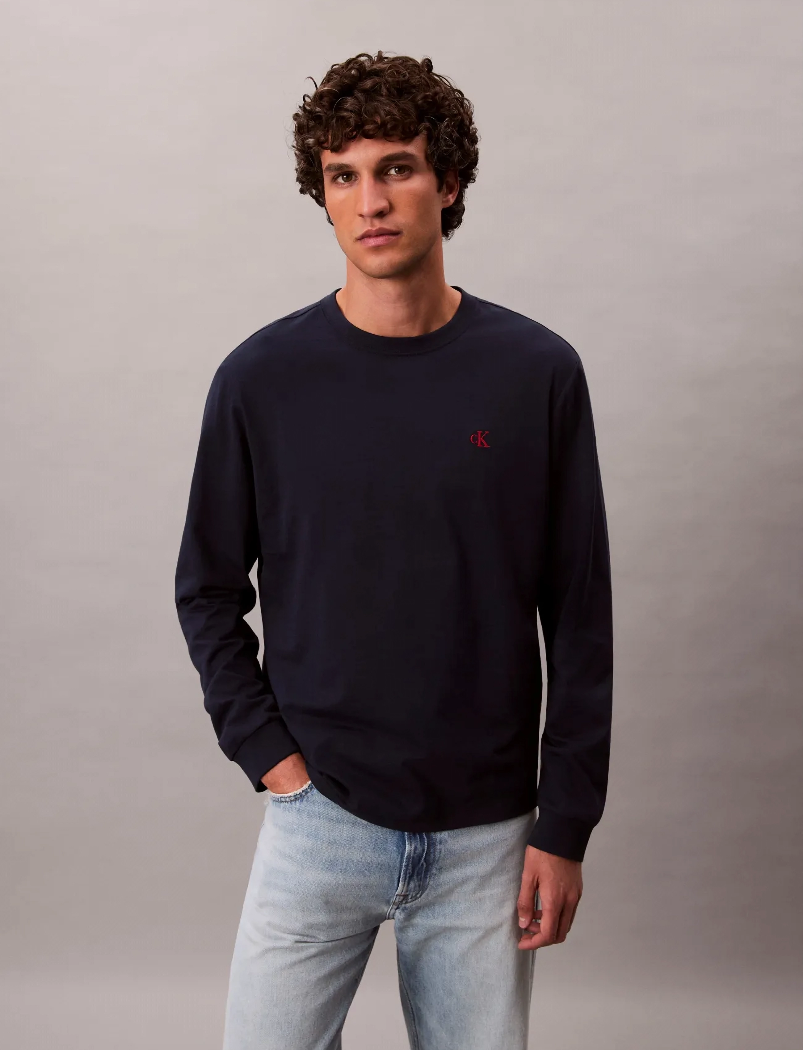 Calvin Klein Jeans LS EASY MONOGRAM TEE - Kleidung - DARK SAPPHIRE / navy