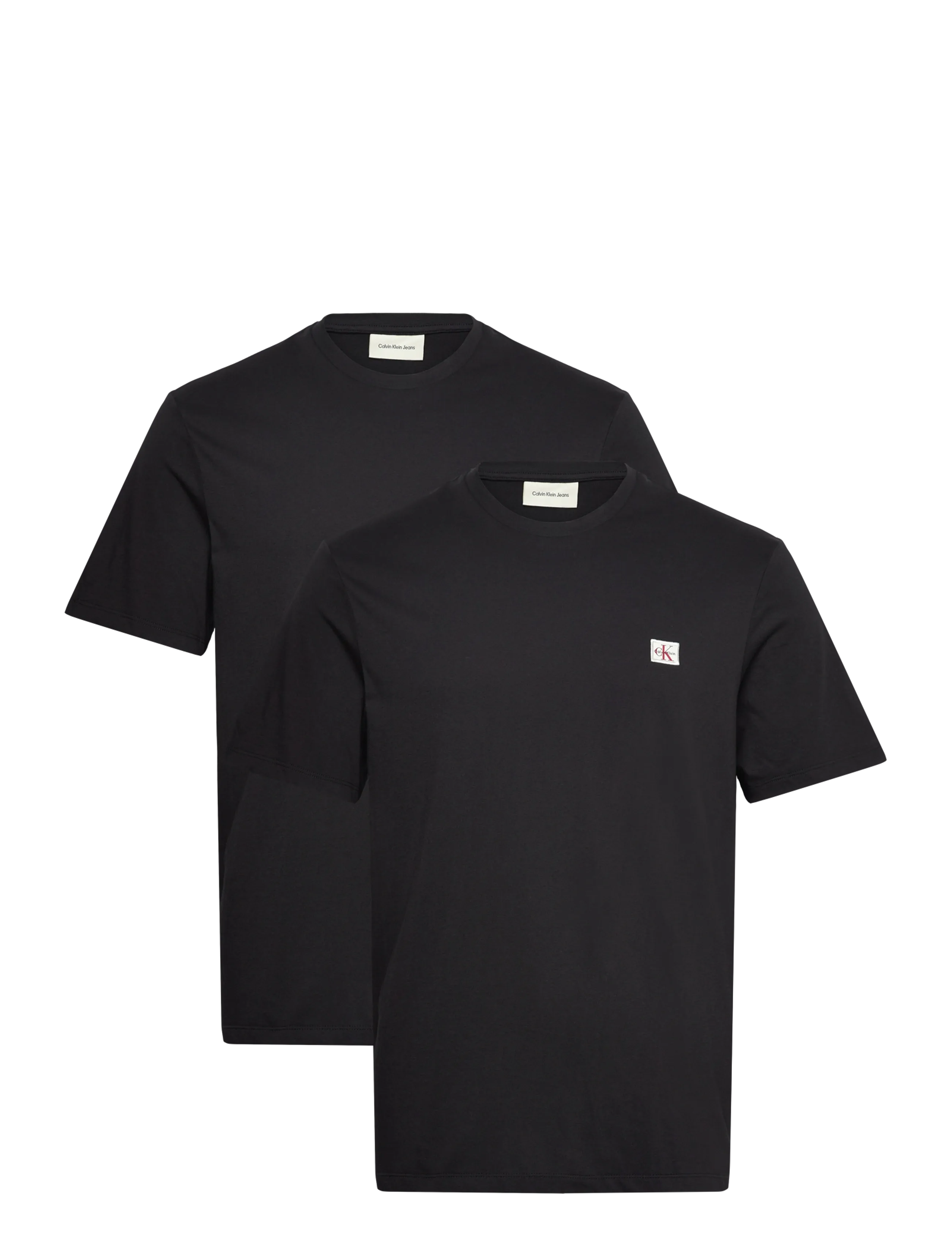 CALVIN KLEIN JEANS Ss Woven Label Tee 2Pk Schwarz - S - Herren