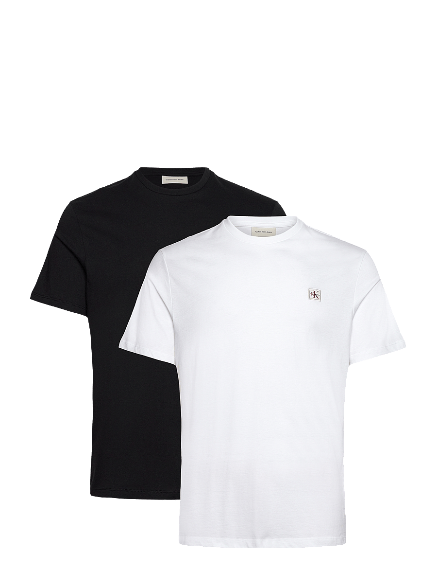 Calvin Klein Jeans - SS WOVEN LABEL TEE 2PK - multipack t-shirts - black bright white - 1