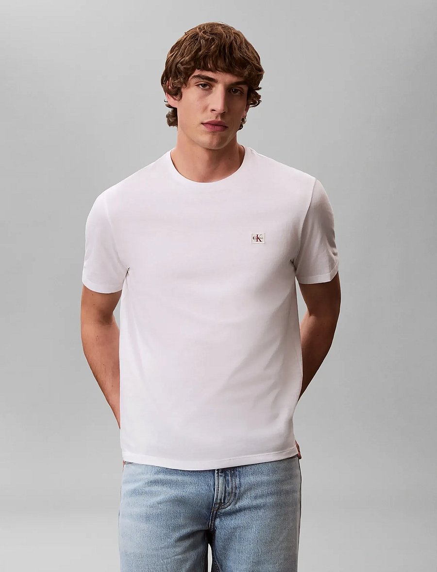 Calvin Klein Jeans - SS WOVEN LABEL TEE 2PK - t-shirts im multipack - bright white plein air - 0