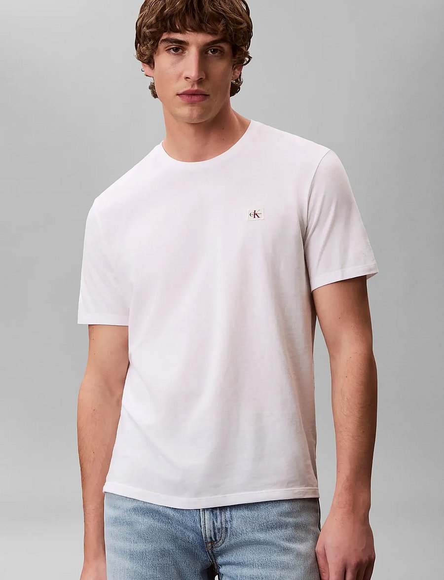 Calvin Klein Jeans - SS WOVEN LABEL TEE 2PK - t-shirts im multipack - bright white plein air - 4