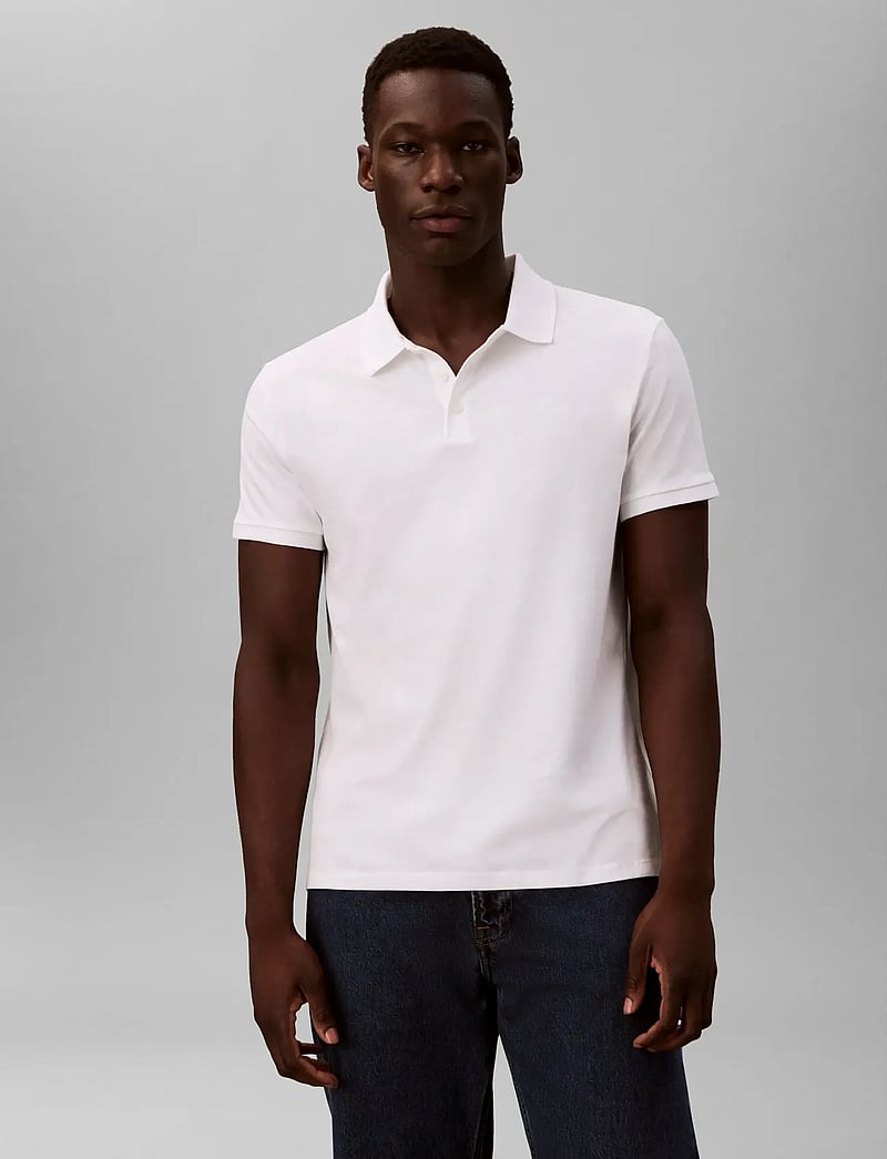 Calvin Klein Jeans - SS CLASSIC MONOGRAM POLO - kortærmede poloer - bright white - 0