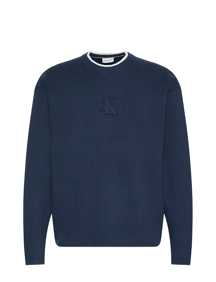 Calvin Klein Jeans - LS EMBOSSED LOGO CREWNK SWEATER - rund hals - dark sapphire - 1