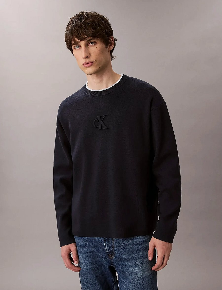 Calvin Klein Jeans - LS EMBOSSED LOGO CREWNK SWEATER - rund hals - dark sapphire - 2
