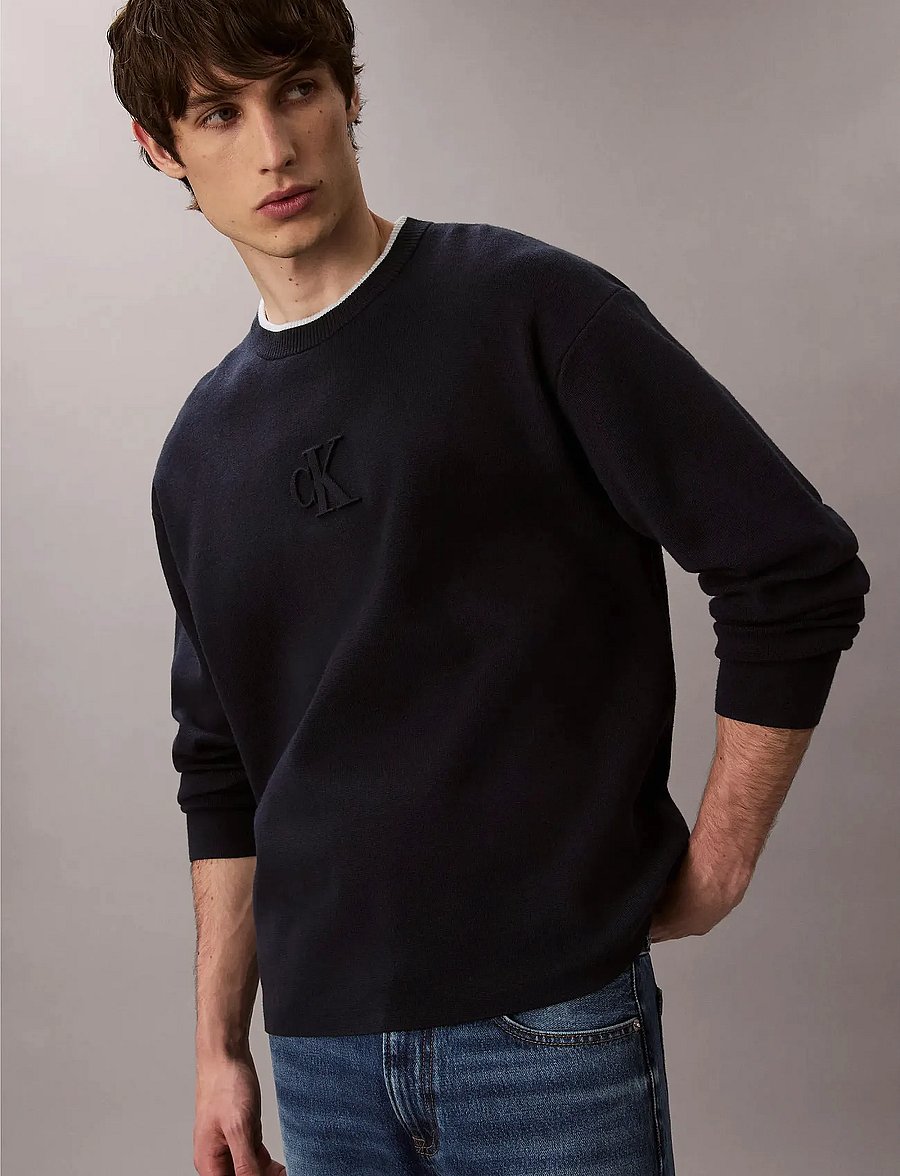 Calvin Klein Jeans - LS EMBOSSED LOGO CREWNK SWEATER - rund hals - dark sapphire - 4