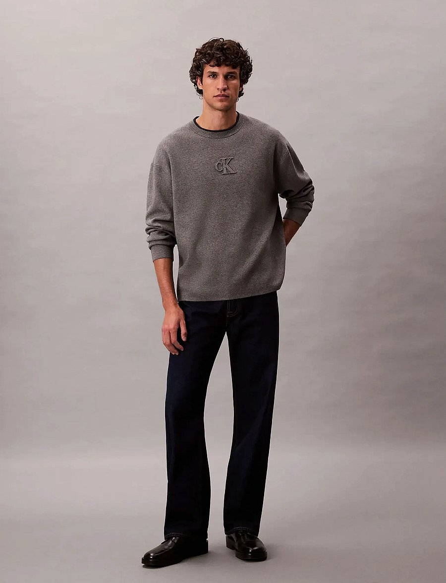 Calvin Klein Jeans - LS EMBOSSED LOGO CREWNK SWEATER - round necks - med. grey htr - 2