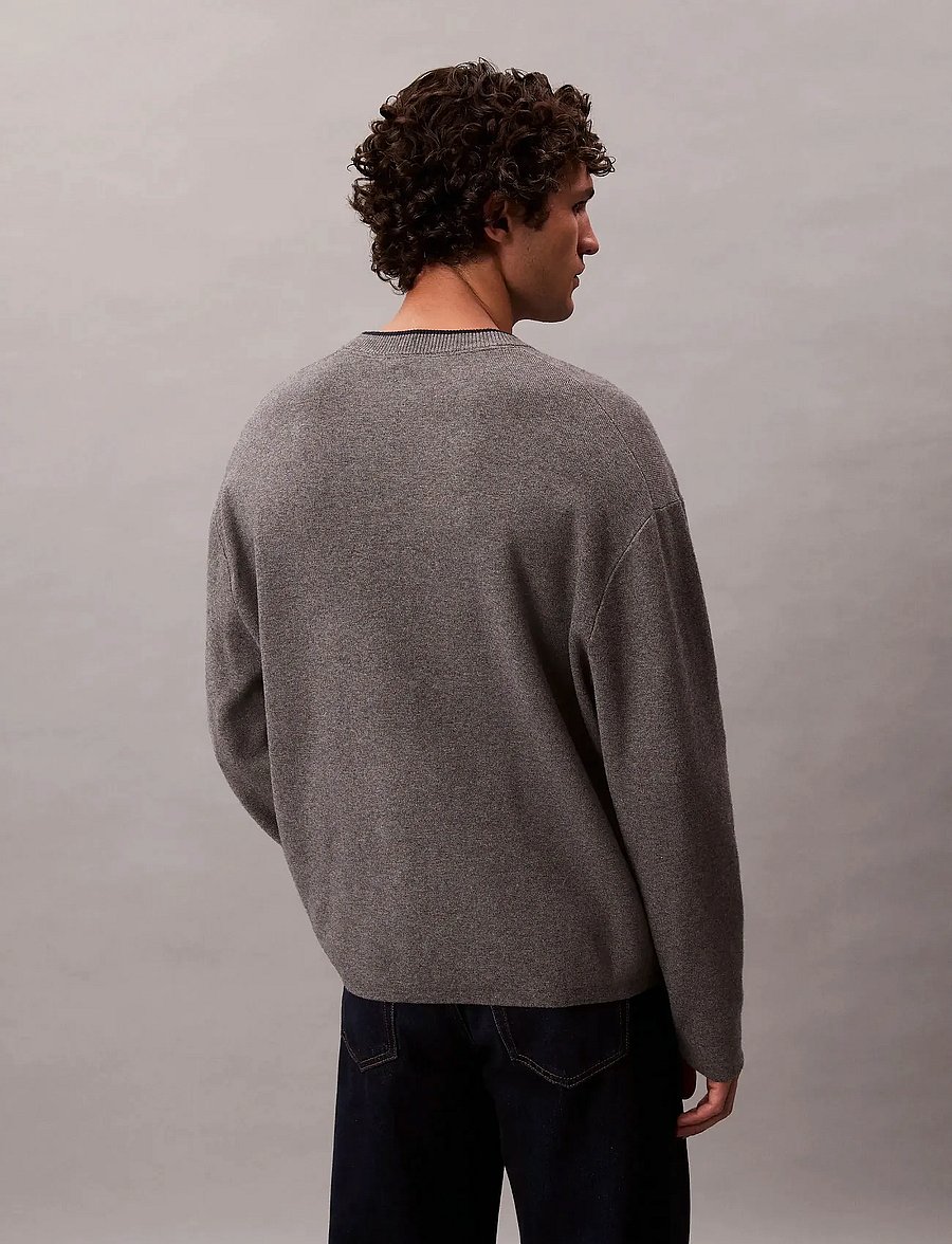 Calvin Klein Jeans - LS EMBOSSED LOGO CREWNK SWEATER - round necks - med. grey htr - 4