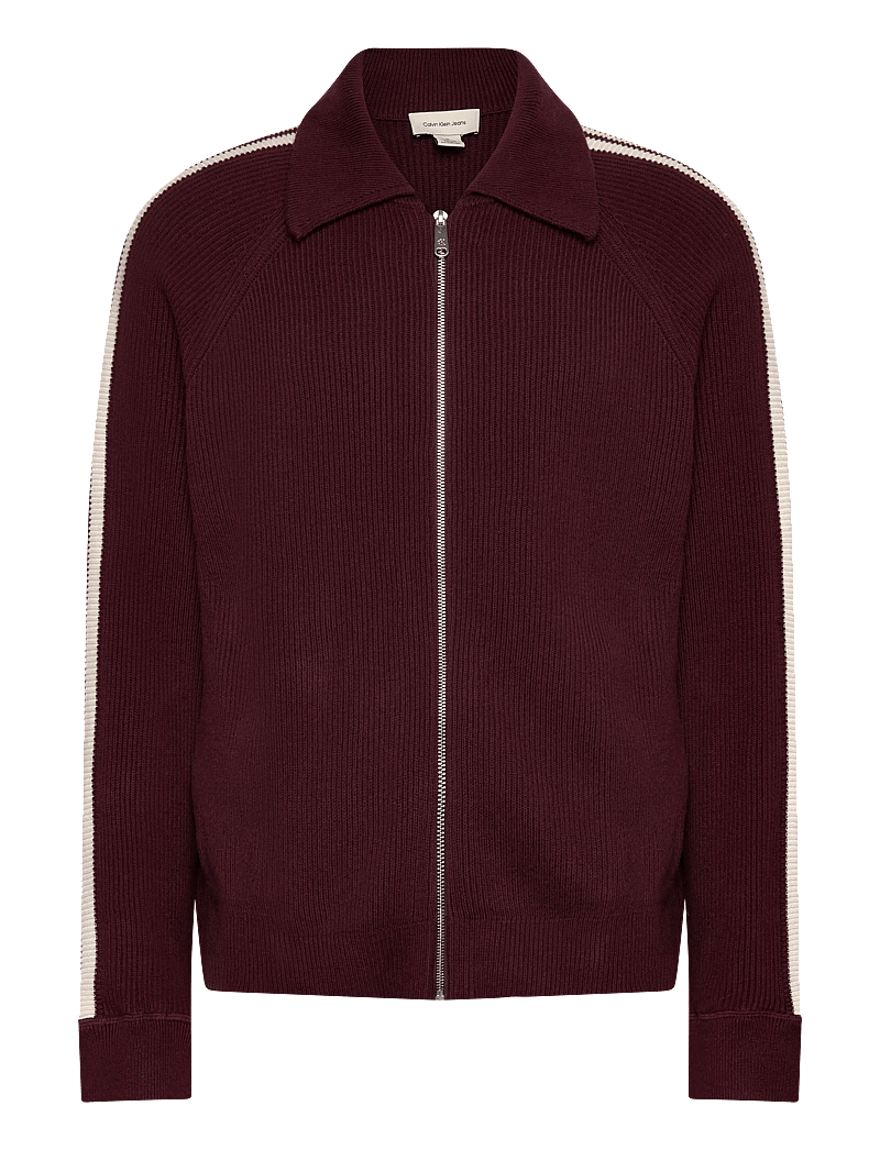 Calvin Klein Jeans - LS RACING STRIPE FZ SWEATER 9GG - pullover mit durchgehendem reißverschluss - moroccan brown - 1