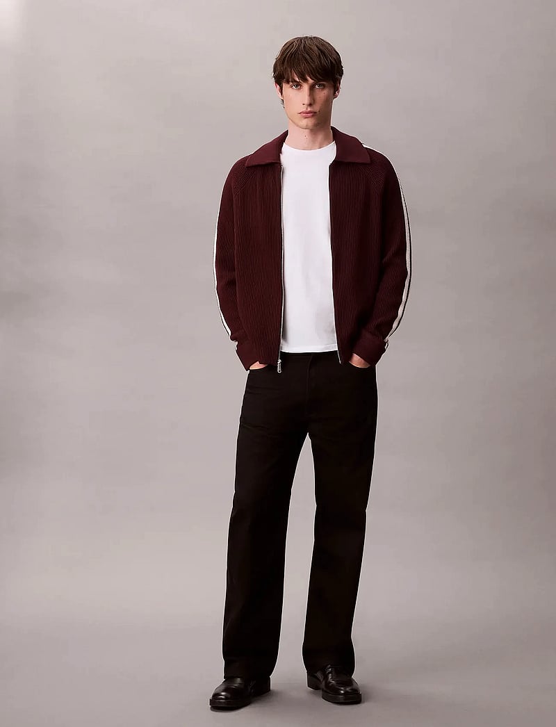 Calvin Klein Jeans - LS RACING STRIPE FZ SWEATER 9GG - pullover mit durchgehendem reißverschluss - moroccan brown - 5