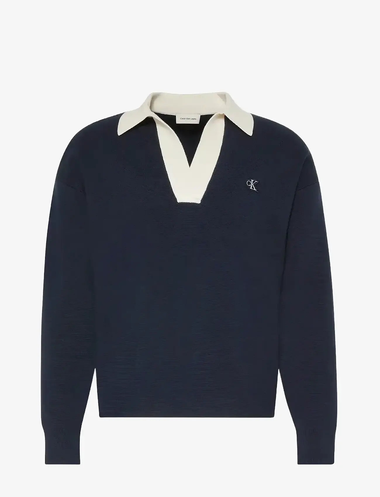 Calvin Klein Jeans - LS SOLID OVERSIZED JOHNNY COLLAR - stickade pikéer - dark sapphire - 1