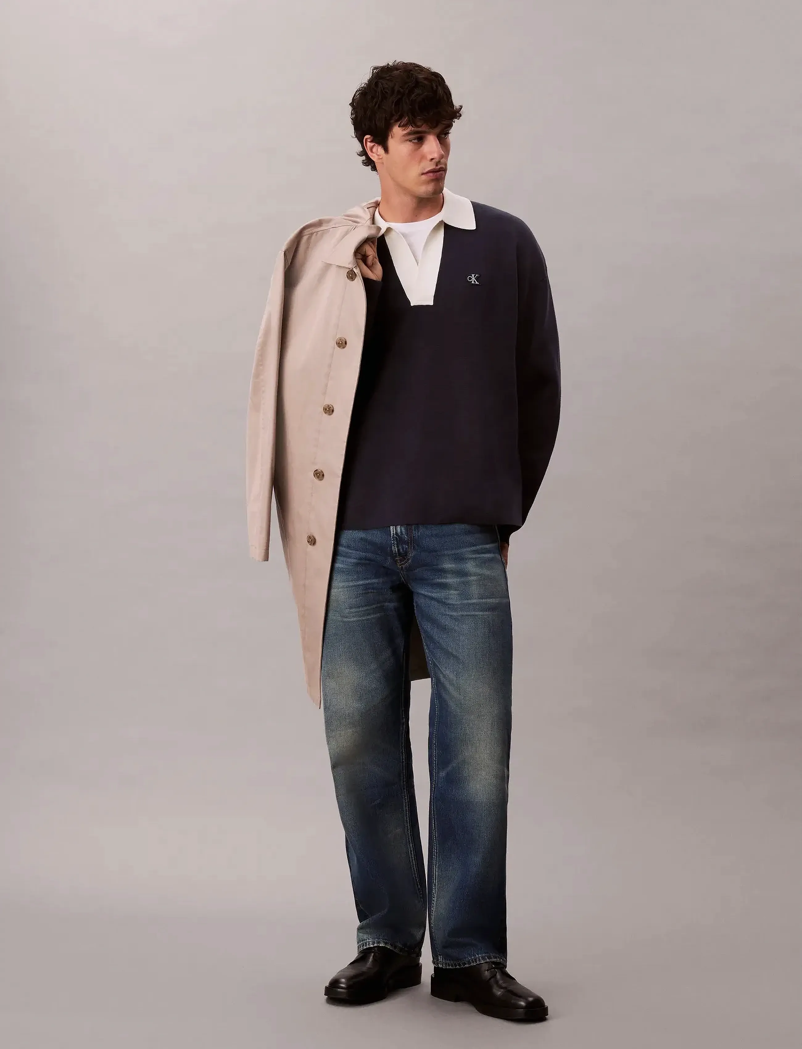 Calvin Klein Jeans - LS SOLID OVERSIZED JOHNNY COLLAR - strik - dark sapphire - 2