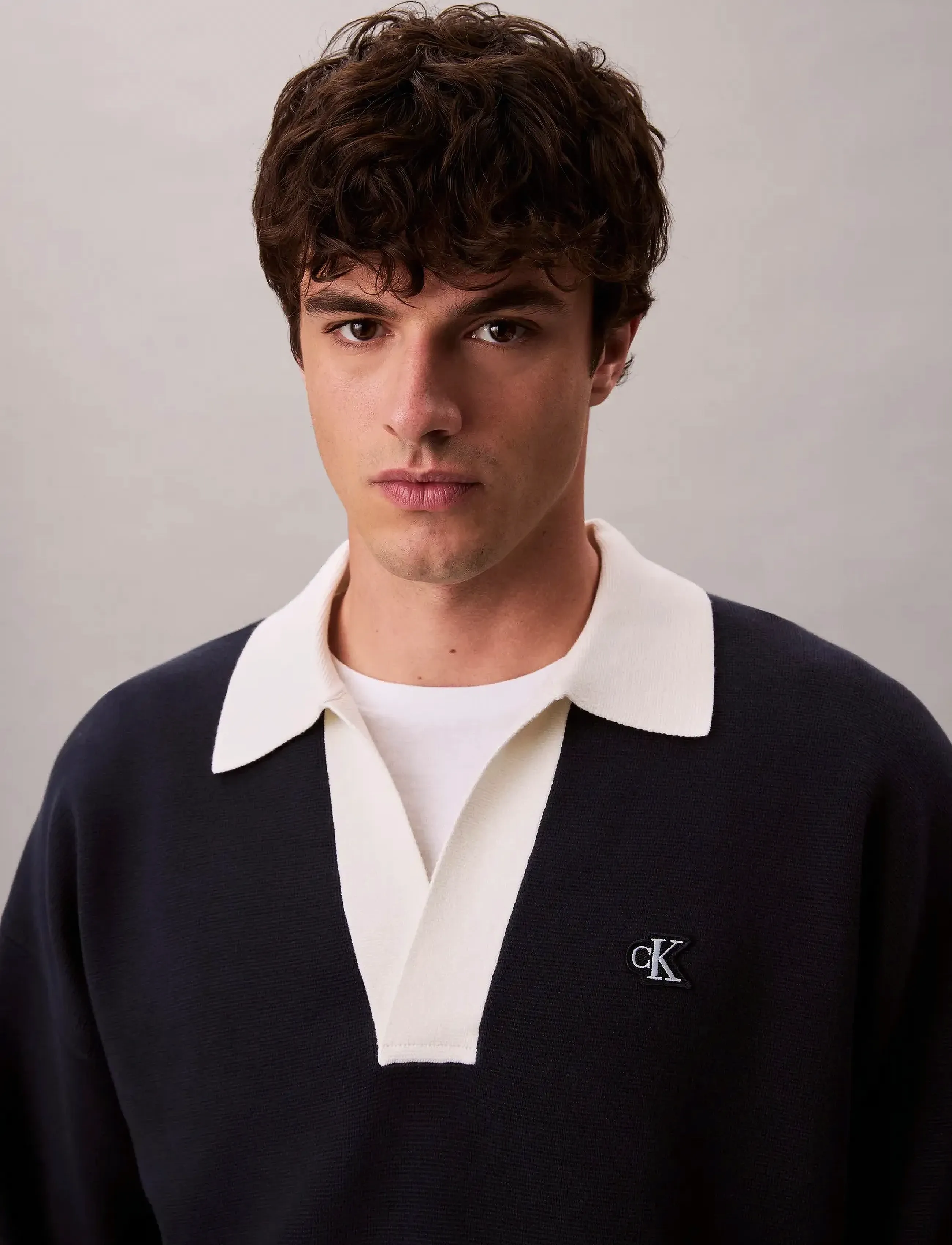 Calvin Klein Jeans - LS SOLID OVERSIZED JOHNNY COLLAR - strik - dark sapphire - 3
