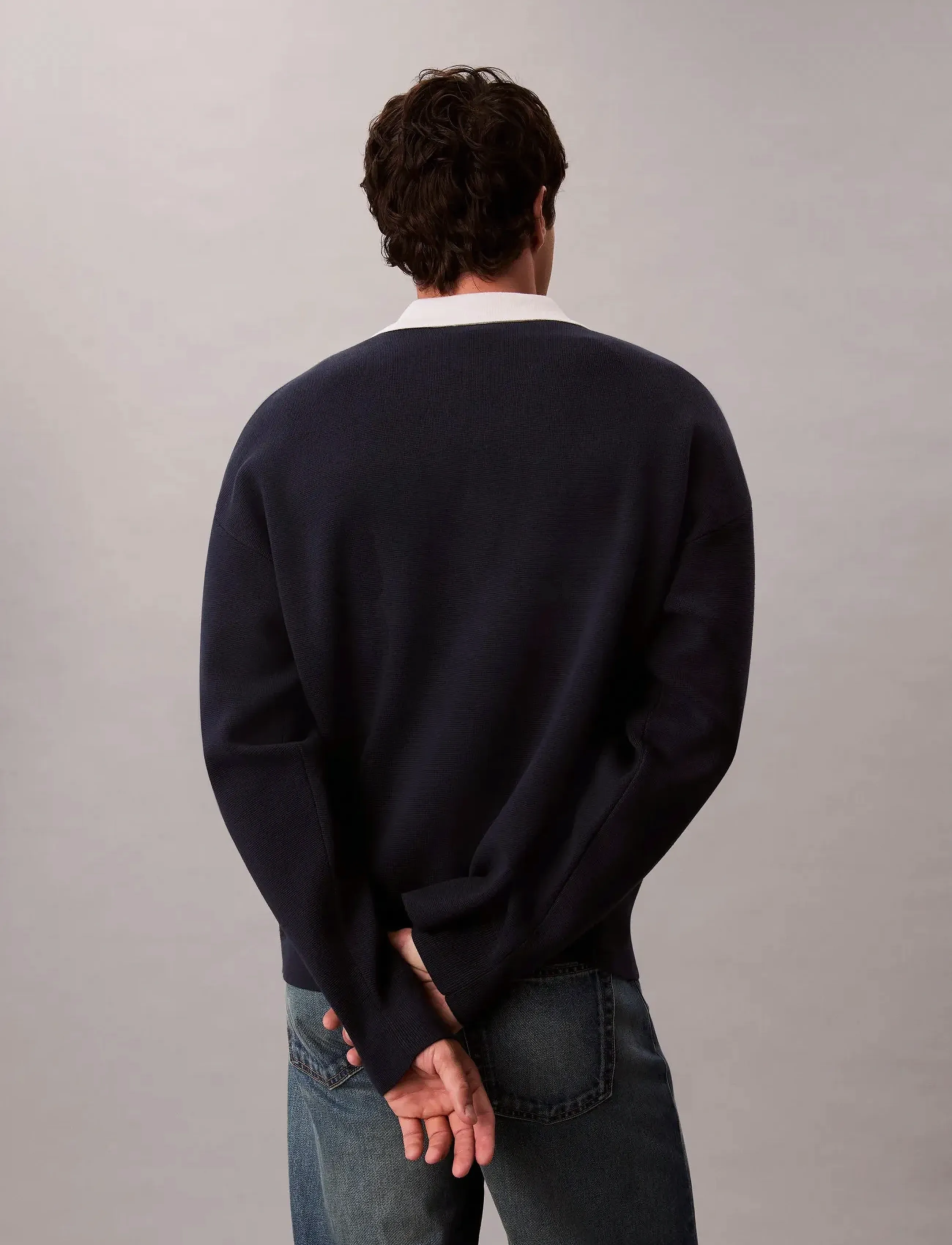 Calvin Klein Jeans - LS SOLID OVERSIZED JOHNNY COLLAR - strik - dark sapphire - 4