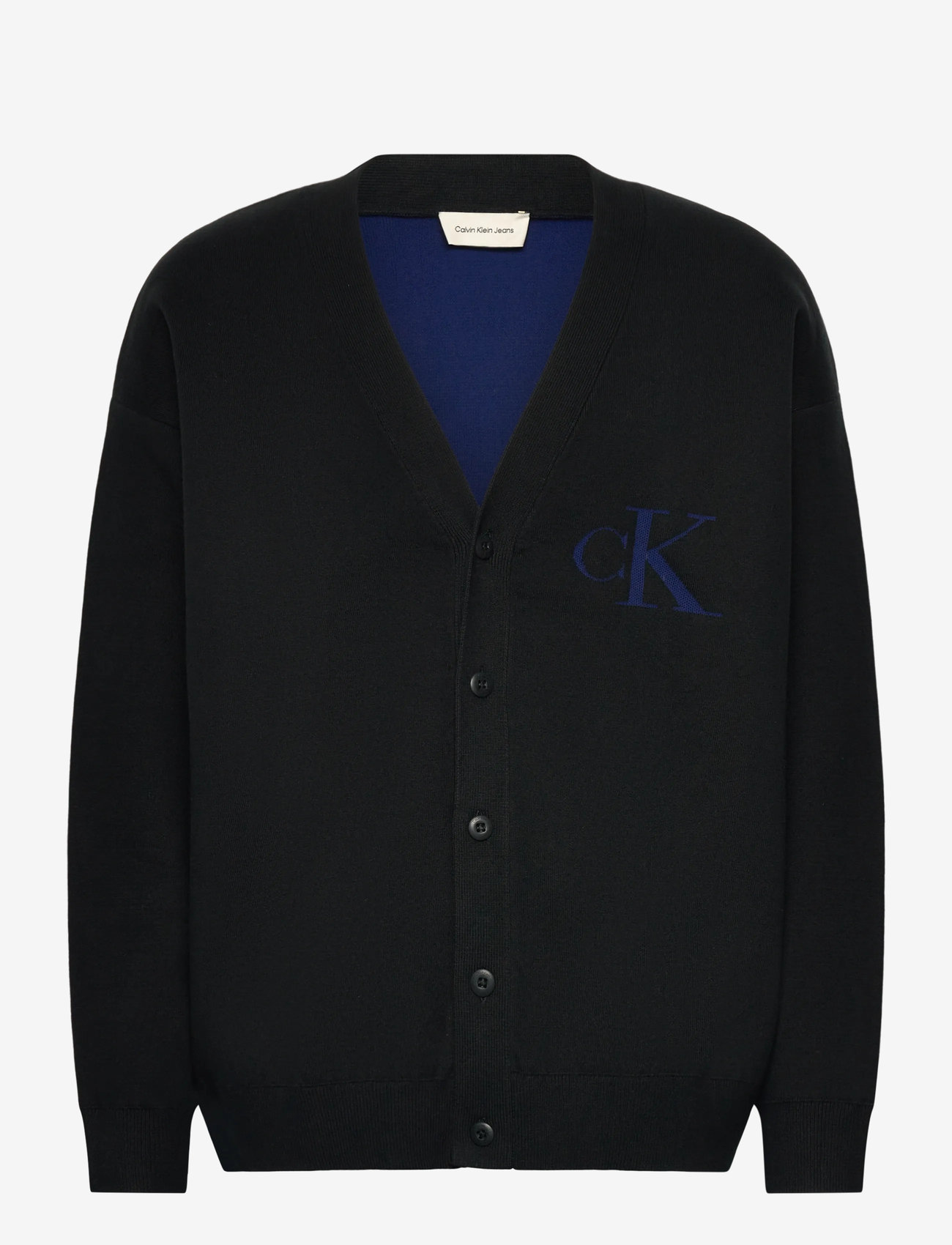 Calvin Klein Jeans - LS CTTN CASHMERE 3D LOGO CARDIGA - cardigans - black - 1