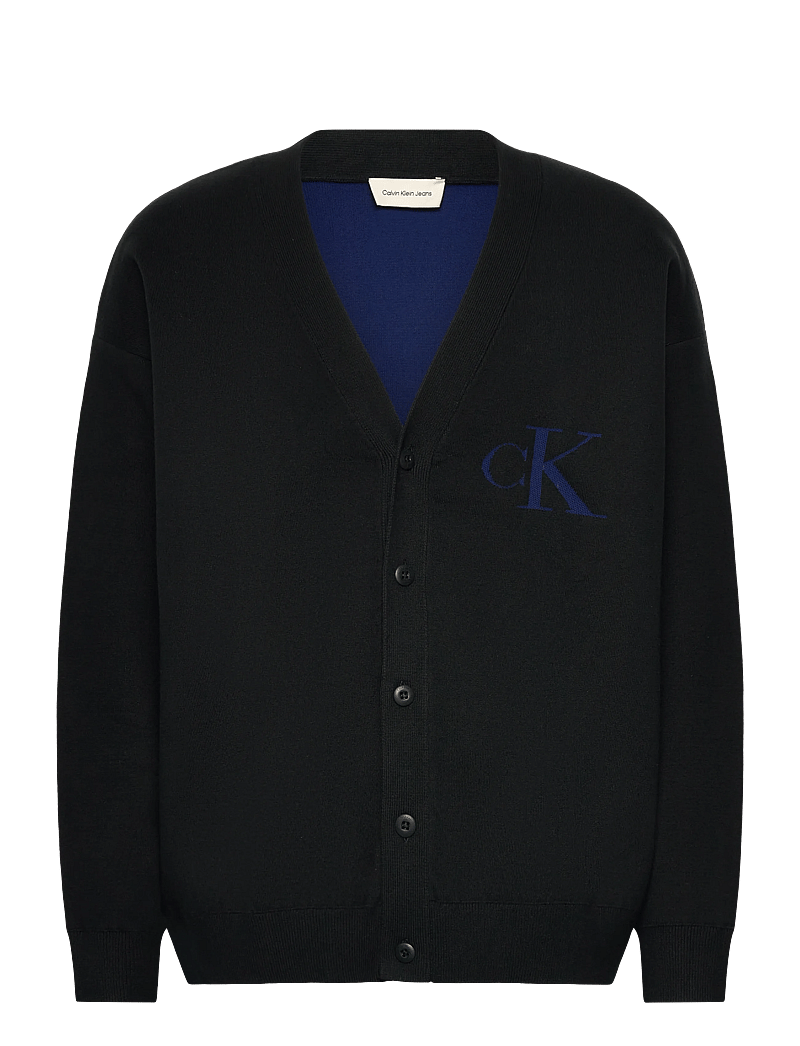 Calvin Klein Jeans - LS CTTN CASHMERE 3D LOGO CARDIGA - cardigans - black - 1