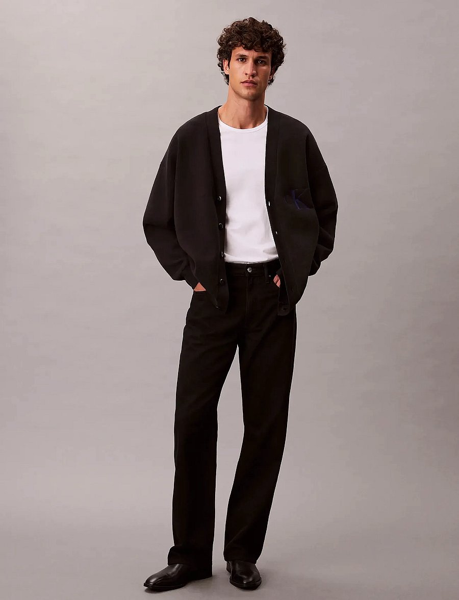 Calvin Klein Jeans - LS CTTN CASHMERE 3D LOGO CARDIGA - strickjacken - black - 0